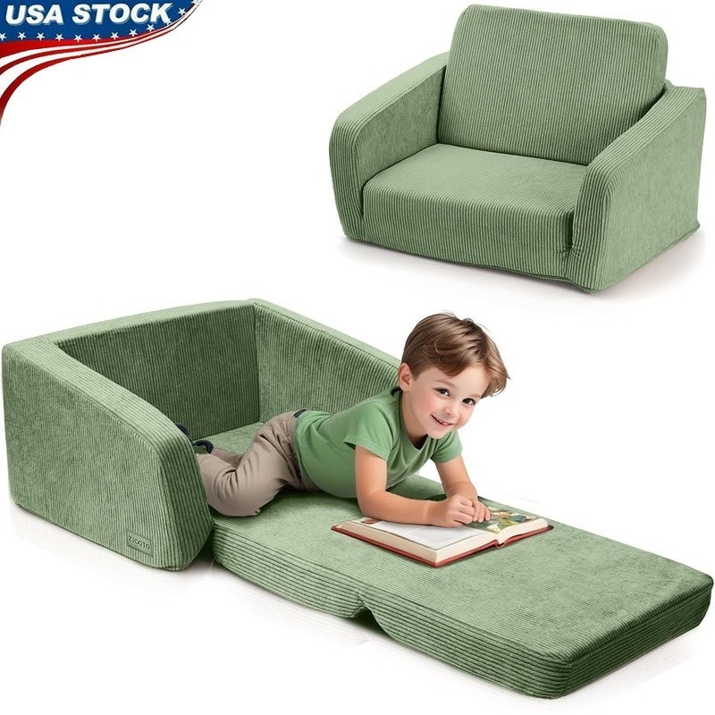 Cozy Kids Sofa Chair 2-in-1 Convertible Foam Lounge Portable Toddler Armchair US