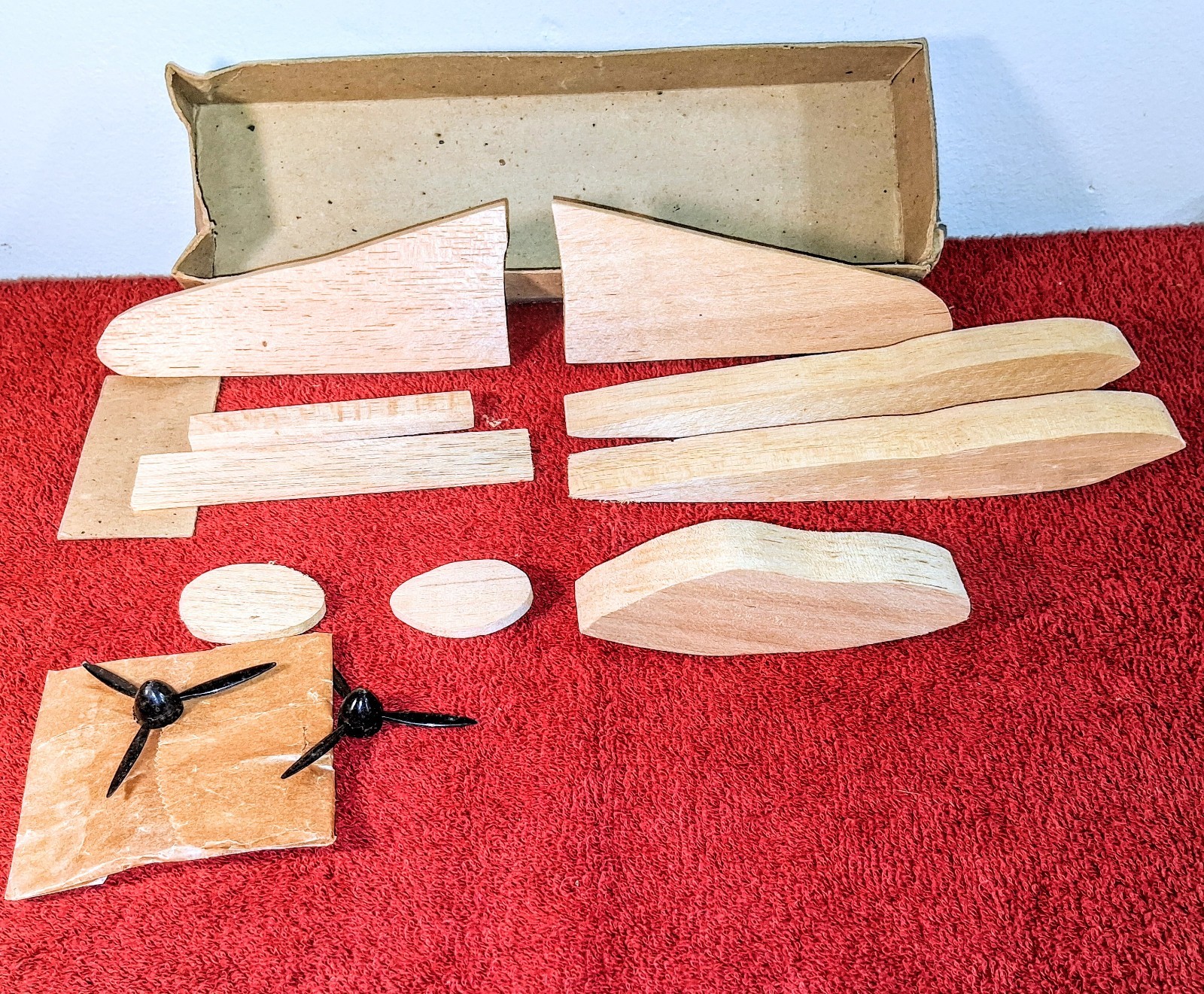 Vintage 40's Falcon Model Aeroplanes Lockheed P-38 Lightning Balsa Partial Kit