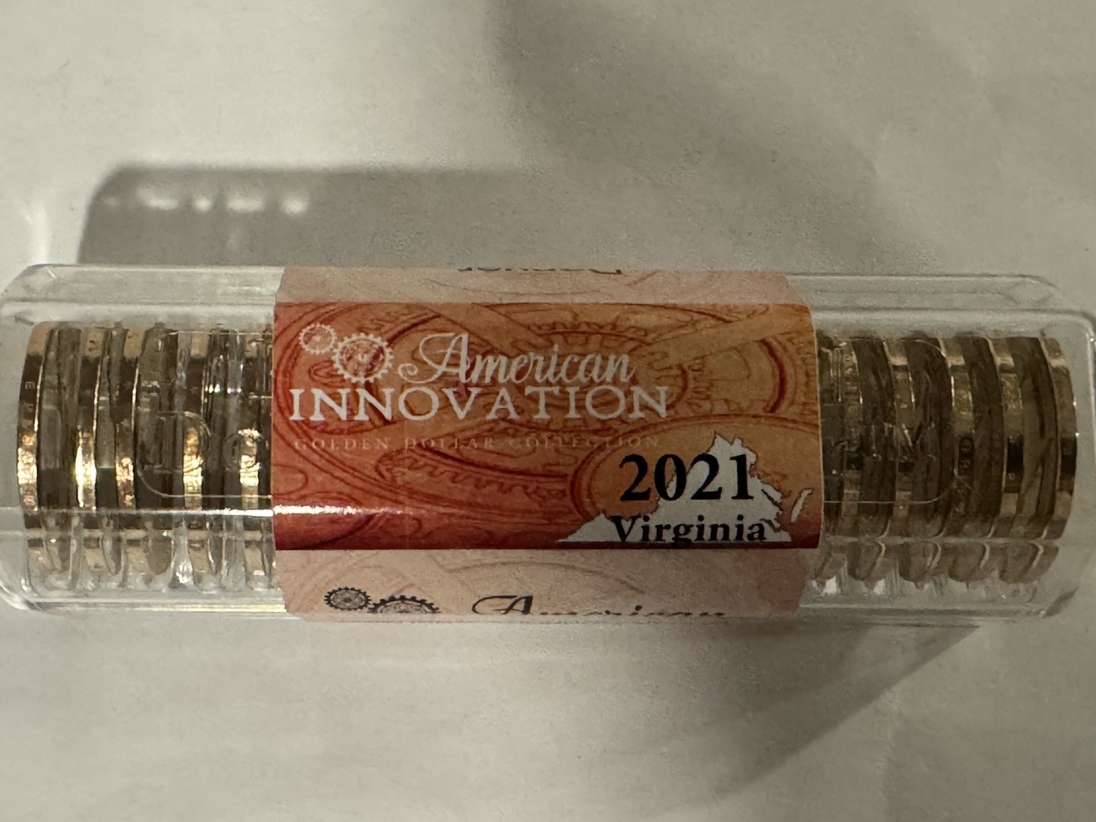 2021 P+D  VIRGINIA  AMERICAN INNOVATION DOLLAR. SEALED ROLL. 20 UNC. COINS.