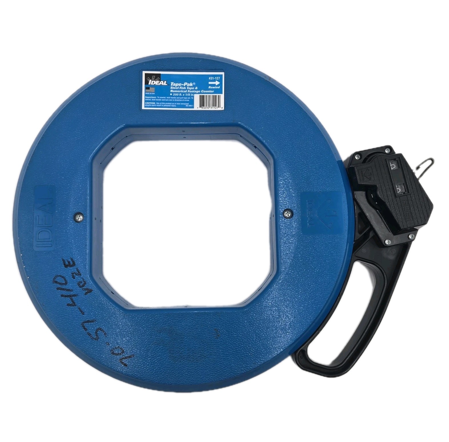Ideal Tape-Pak Steel Fish Tape & Numerical Footage Counter 200 ft x 1/8" #31-127
