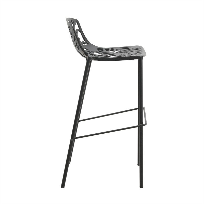 LeisureMod Devon Modern Bar Stool with Powder Coated Aluminum Frame Black