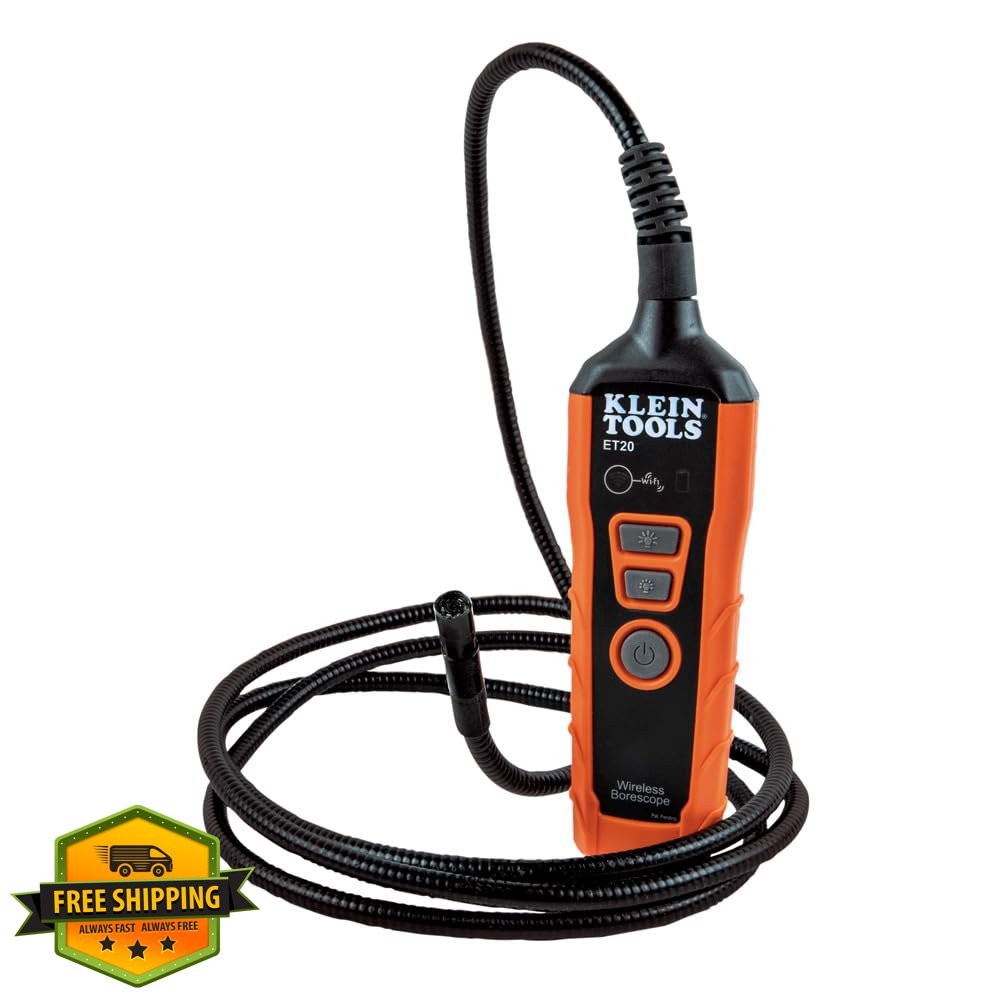 Klein Tools ET20 Wi-Fi Borescope 9mm 6ft Waterproof Gooseneck Camera