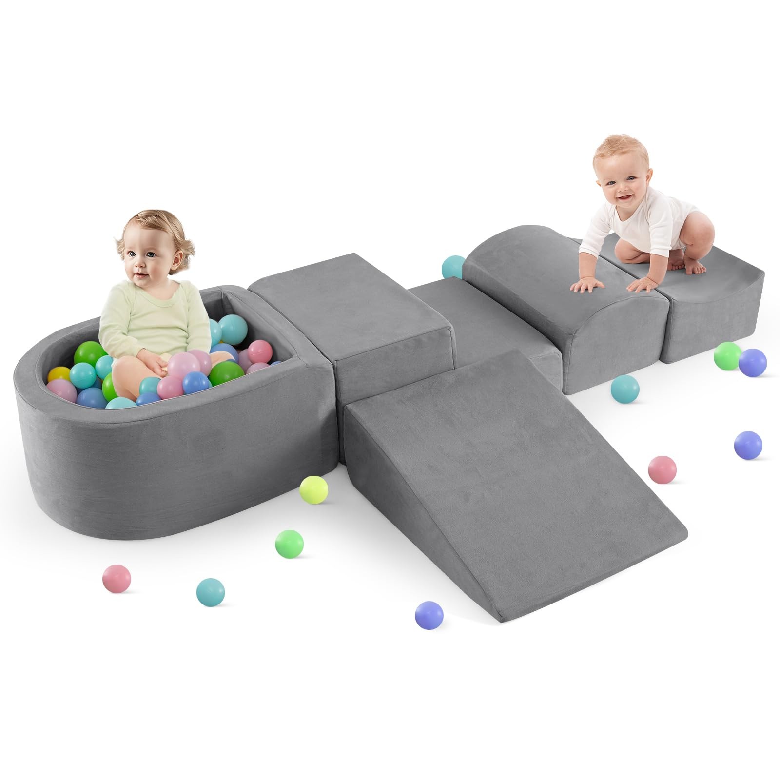 Climbing Toys for Toddlers, Foam Climbing Blocks and Ball Pit for Baby, 5pc C...