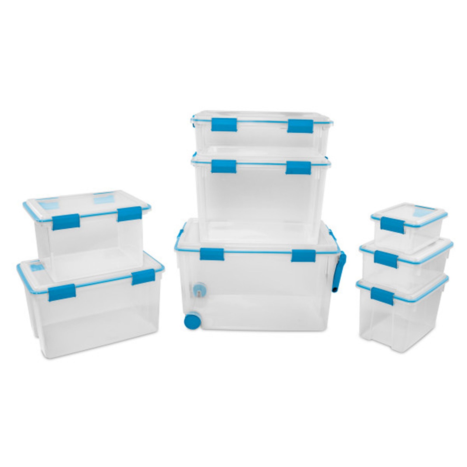 Sterilite 20 Quart Gasket Box, Stackable Storage Bin with Latching Lid, 6 Pack