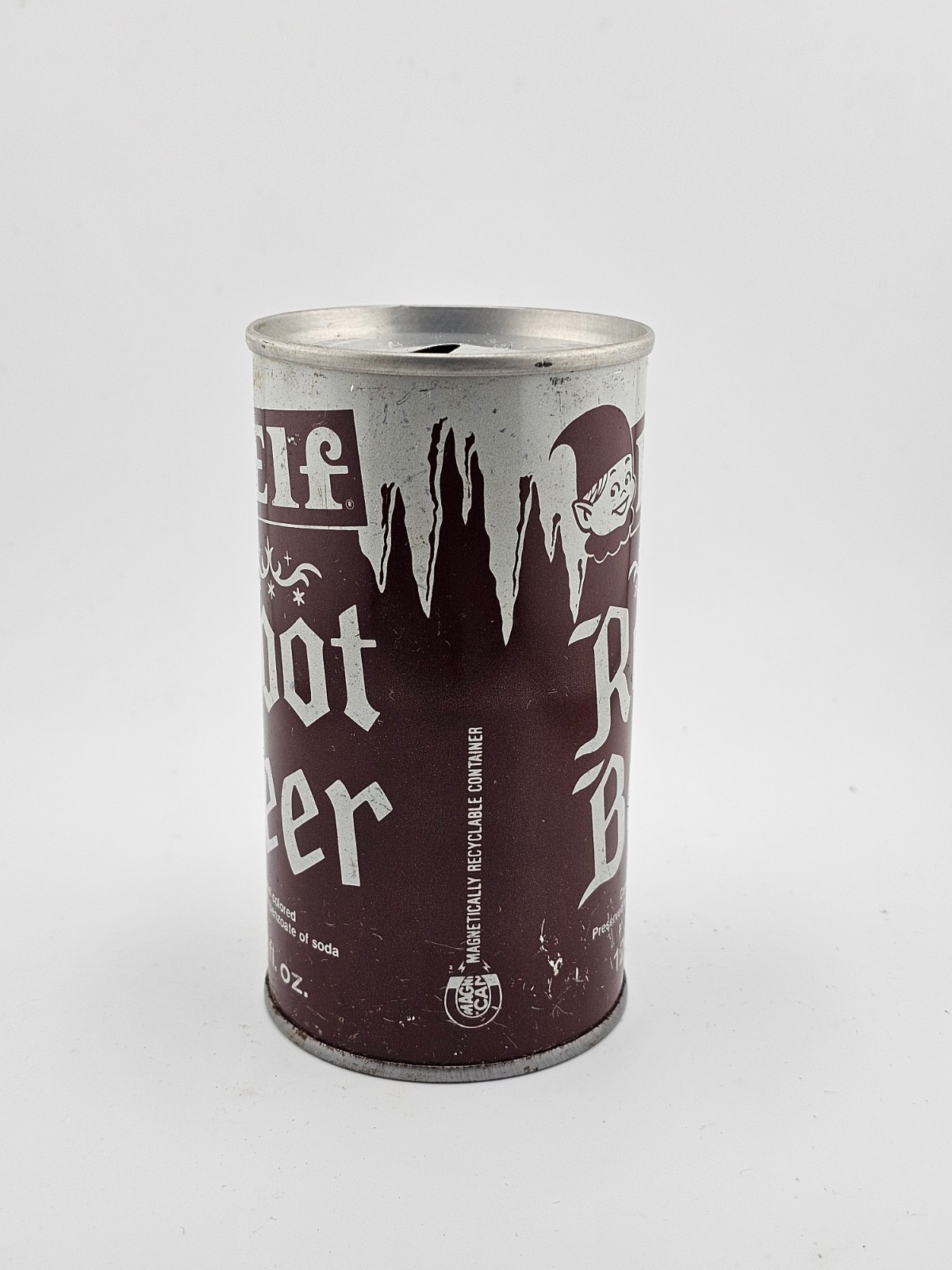 Vintage Steel Pull Tab Elf Root Beer 12 oz Empty Can