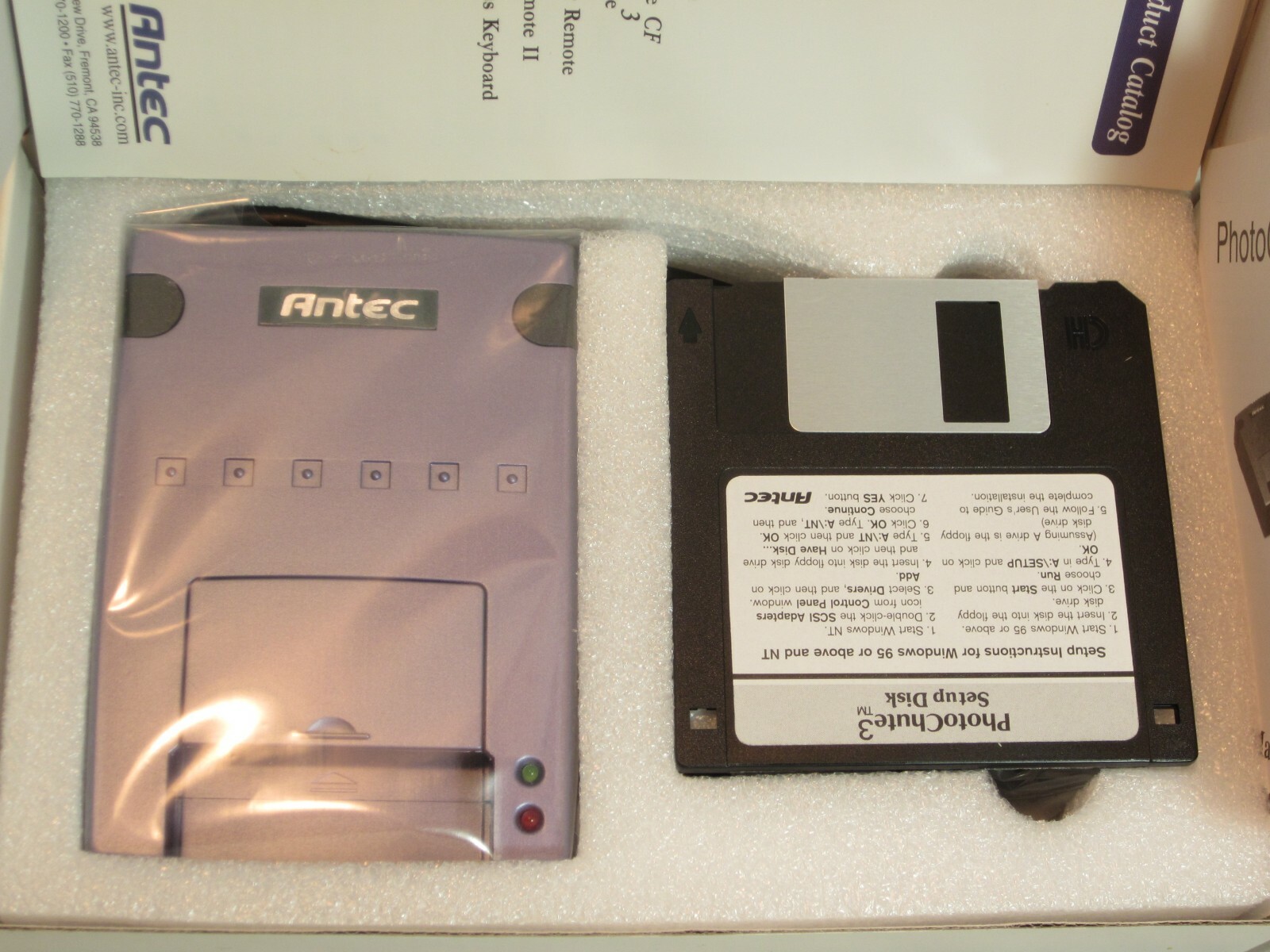 vintage Antec PhotoChute 3 Digital Camera PC connection complete adapter nos