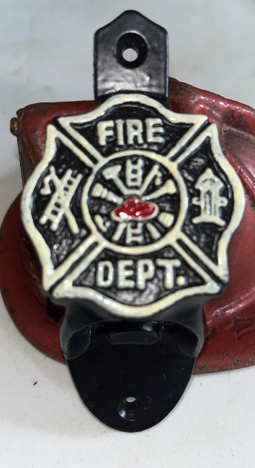 Firefighter Fireman Cast Iron Bottle Opener Fire Department Chief METAL Soda
