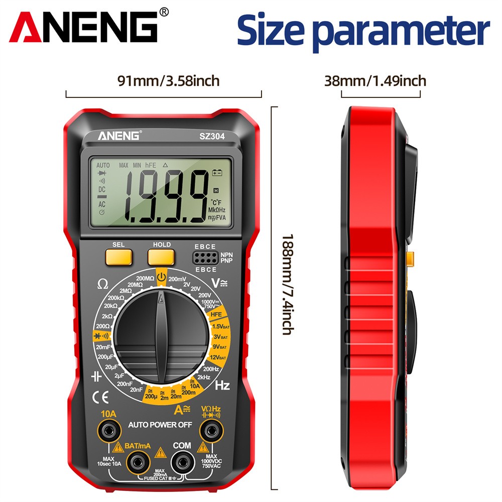 Digital Multimeter Voltmeter Ammeter Ohmmeter Volt AC DC Tester Leads Meter New