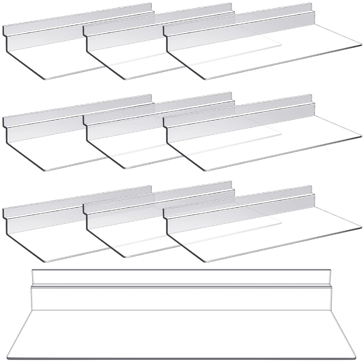 10 Pack 4 x 10 Inch Slatwall Shelves Hanging Accessories Clear Slatwall...