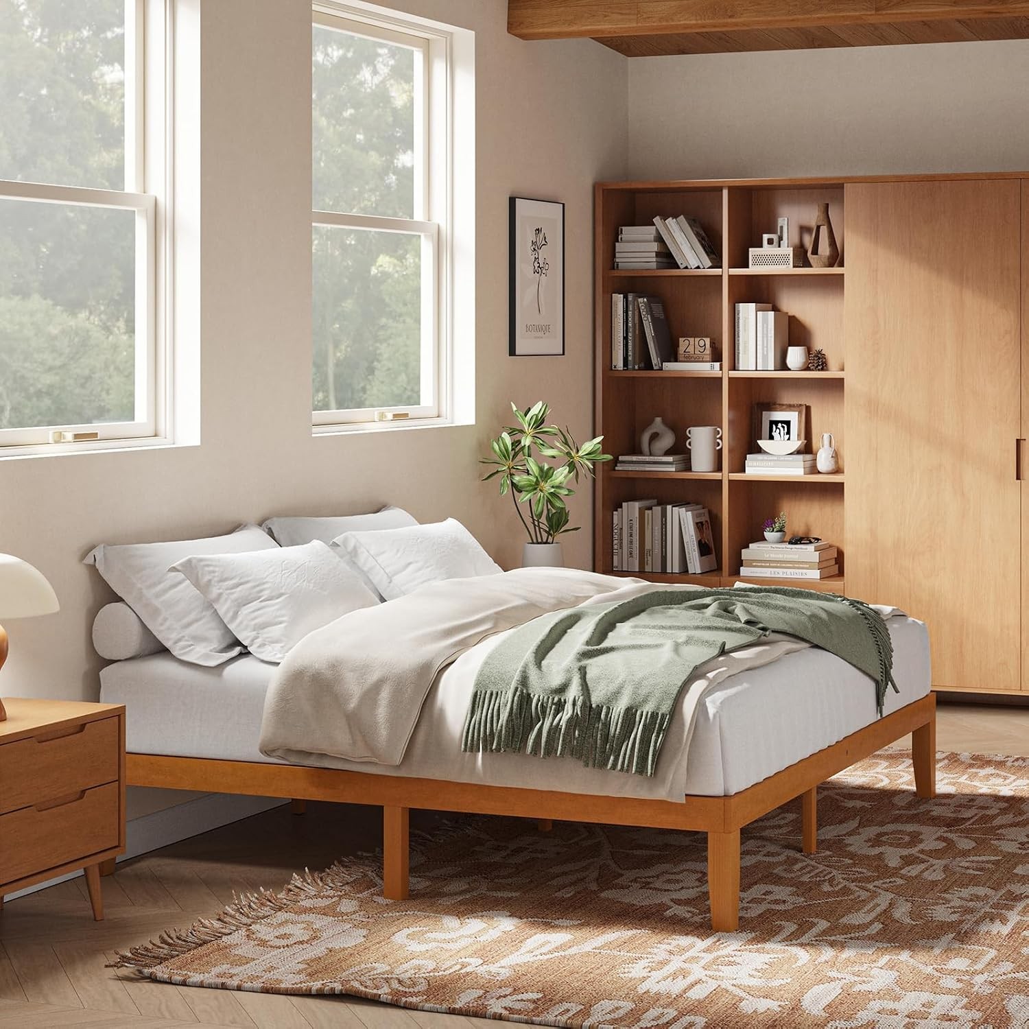 12-Inch Solid Wood Platform Bed | Wooden Slats No Box Spring Needed