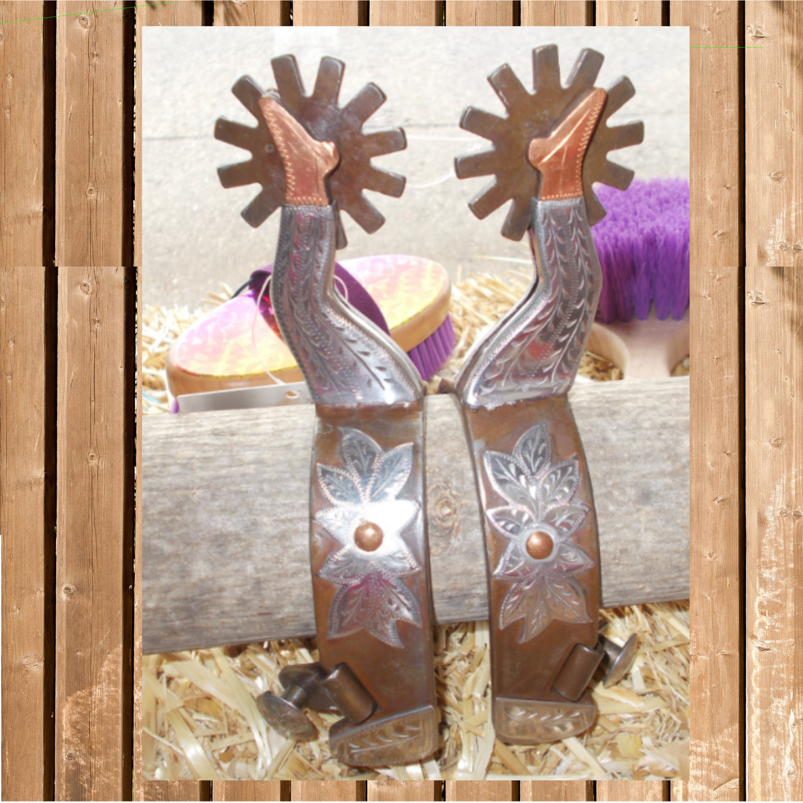 Western Spurs, Western Spurs Antique Gal, Spurs Brown Steel Silver and Copper