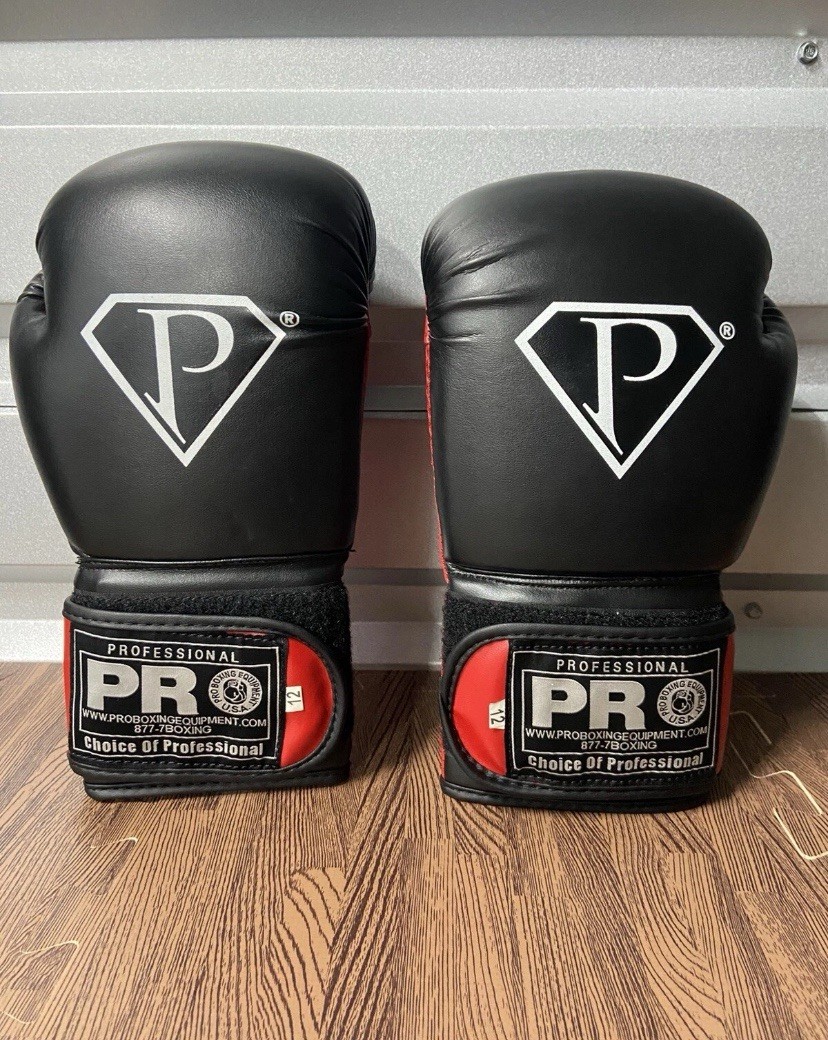 12 oz HOOK & LOOP Black Boxing Gloves Sparring Gloves Muay Thai Glove