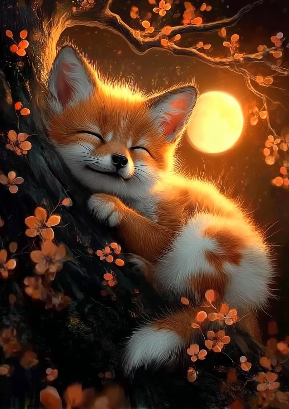 Cute Fox Diamond Art Kits for Adults, DIY Animal Diamonds 12x16 inches, ZC-29