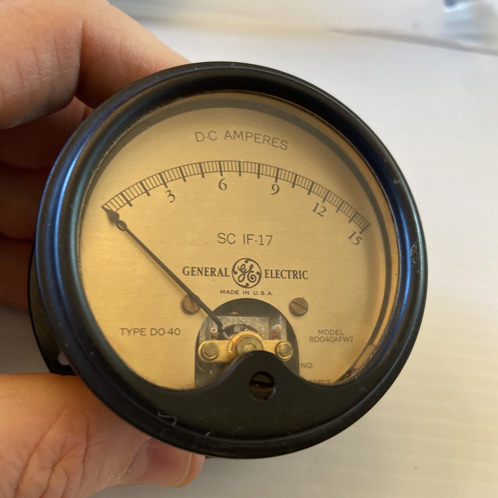 General Electric GE DC 0-15 Ampres Meter Gauge SC IF-17 DO-40 8DO40AFW7 #T