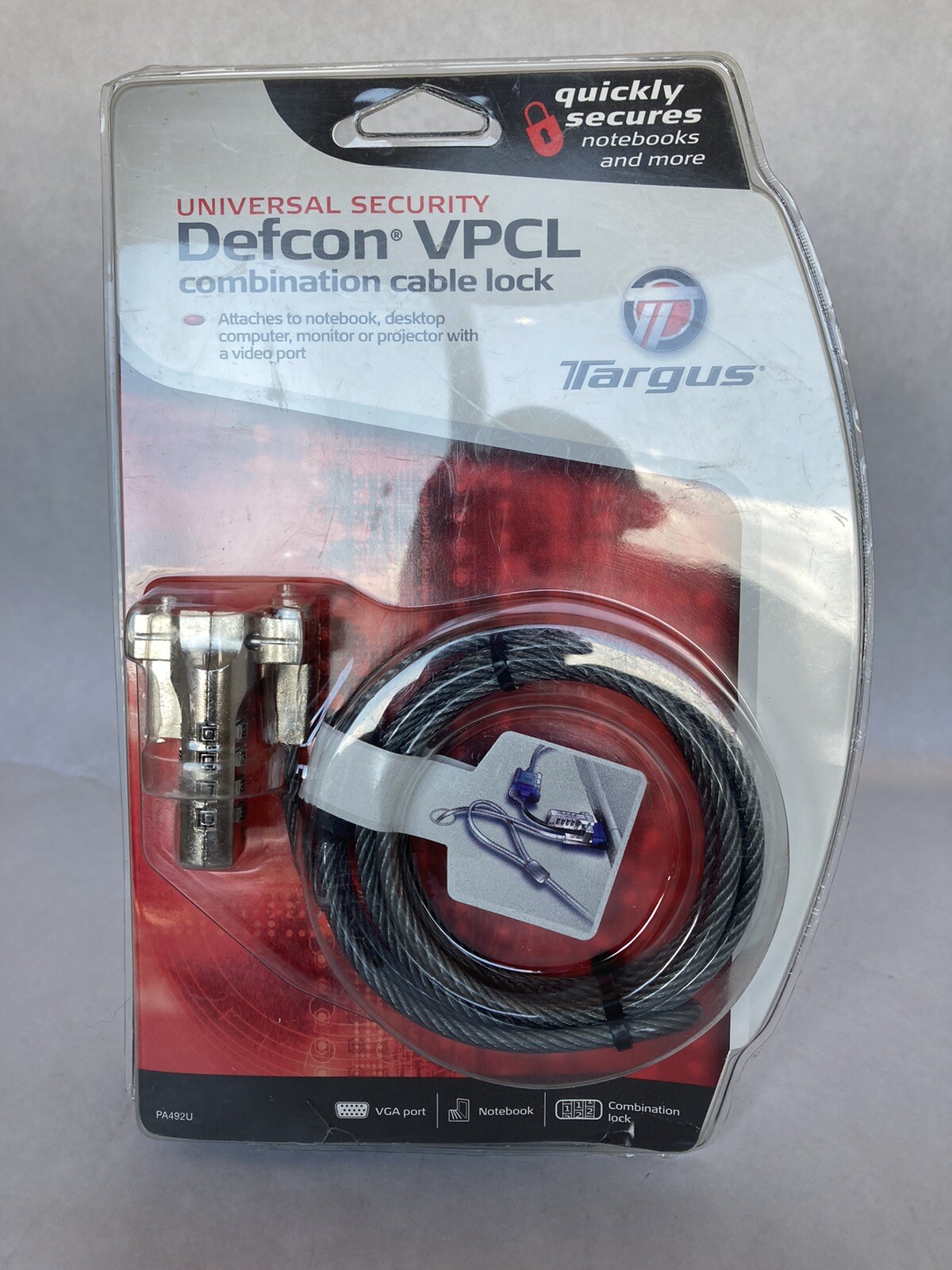 3 Targus Universal Security Defcon VPCL Combination Cable Lock - New