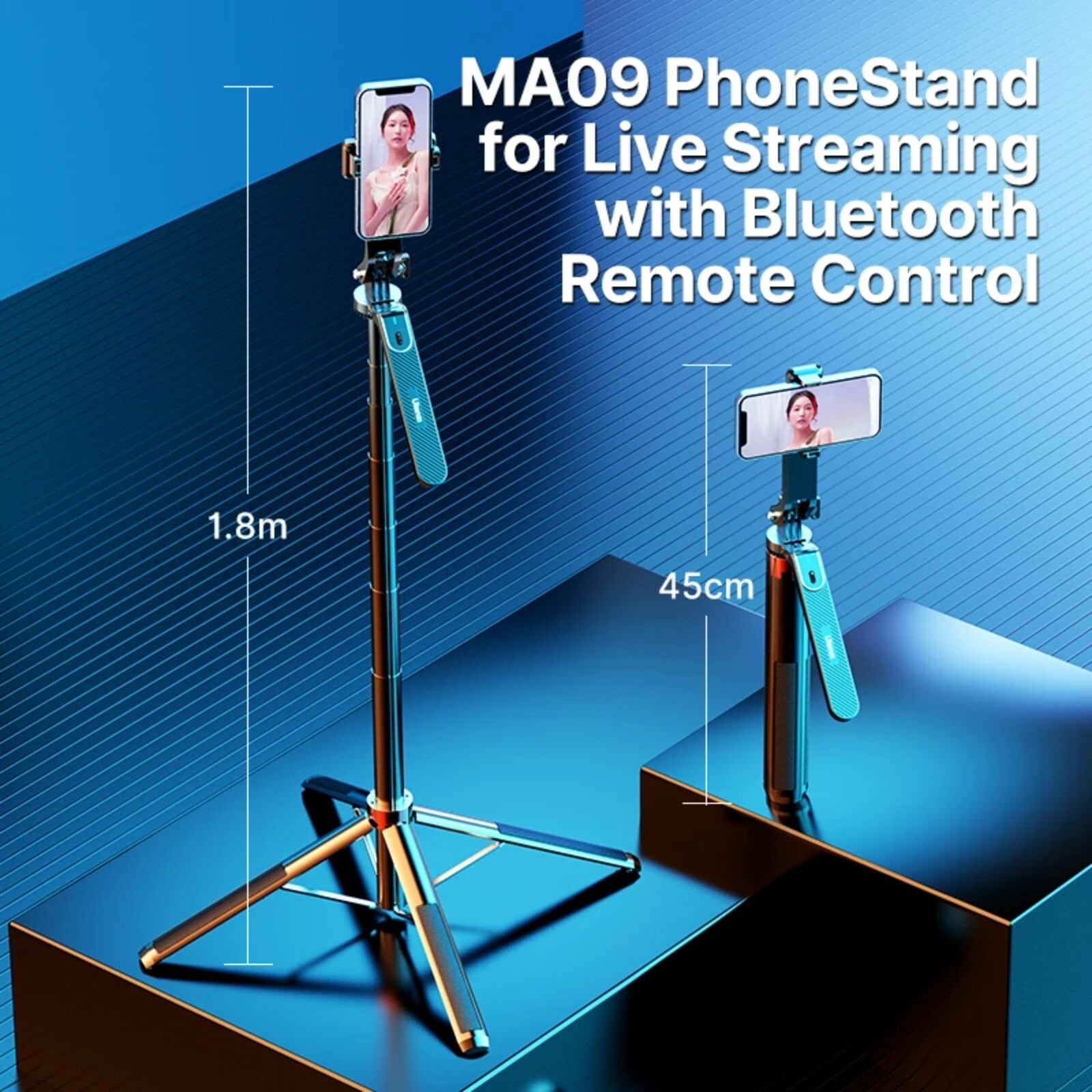 Ulanzi MA09 Bluetooth Remote Control Selfie Stick Tripod for Camera Phone