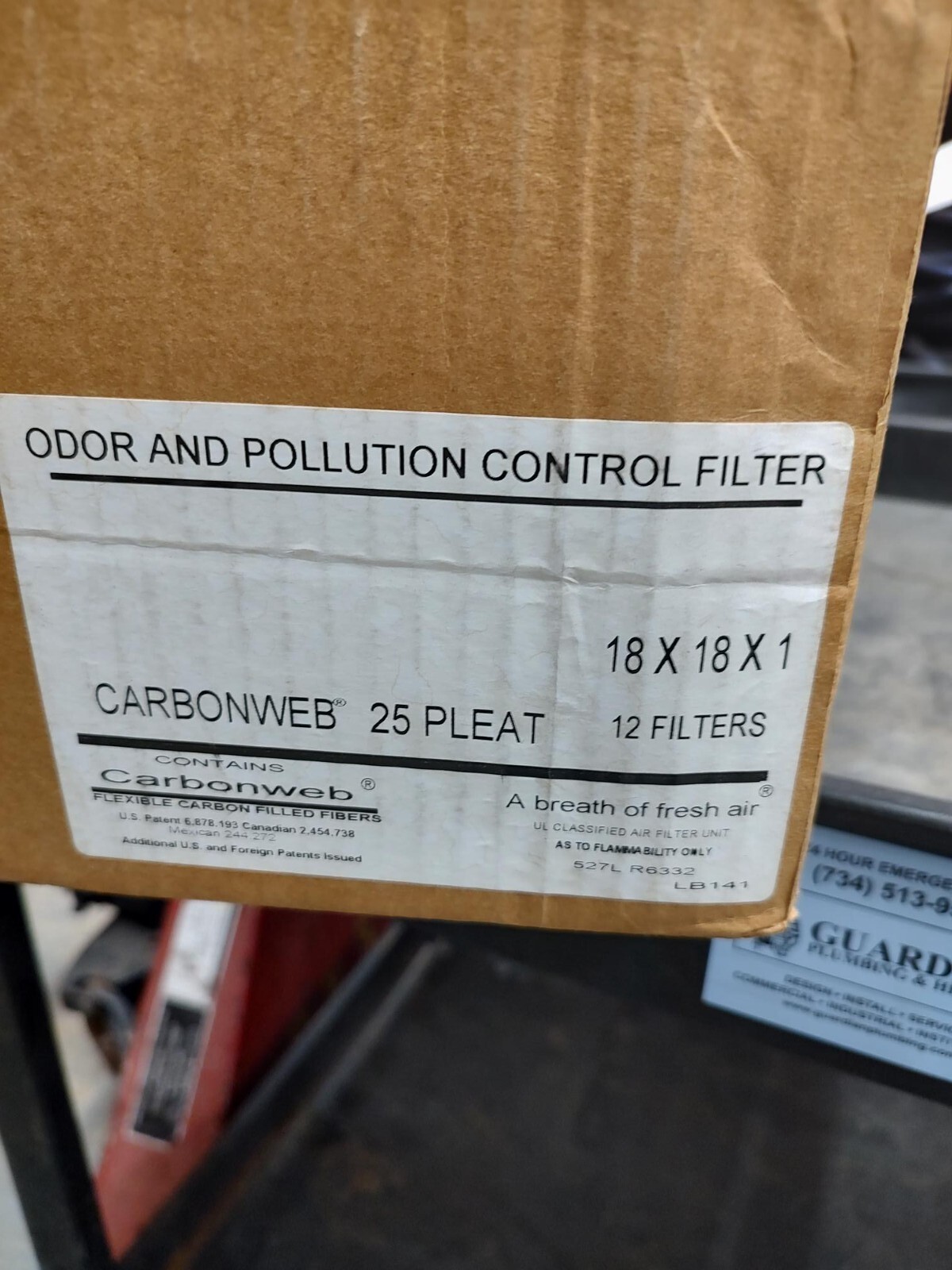 Carbon air filter 18x18x1 (Carbonweb 25 pleat) ****Filters Sold individually****