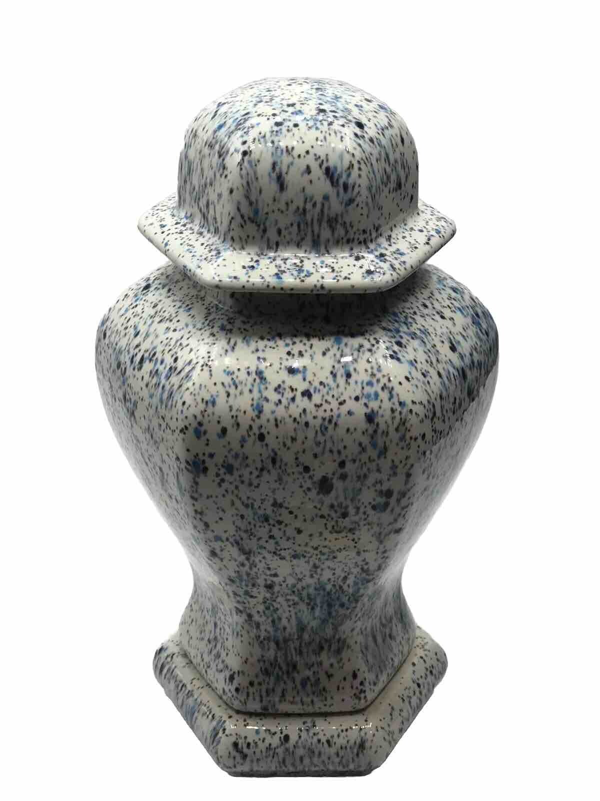 10” Ceramic Speckled Drip Glaze Apothecary Ginger Jar With Pedestal & Lid