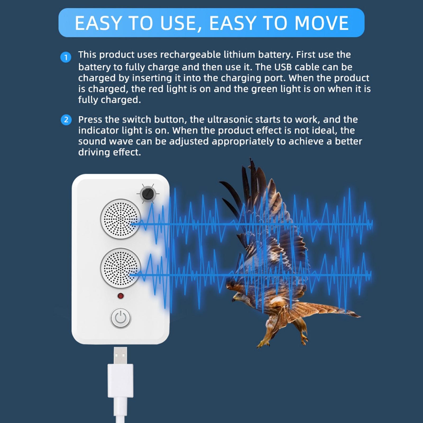 Ultrasonic Bat Repeller Device Electric Animal Trap Bird Defense System For Home