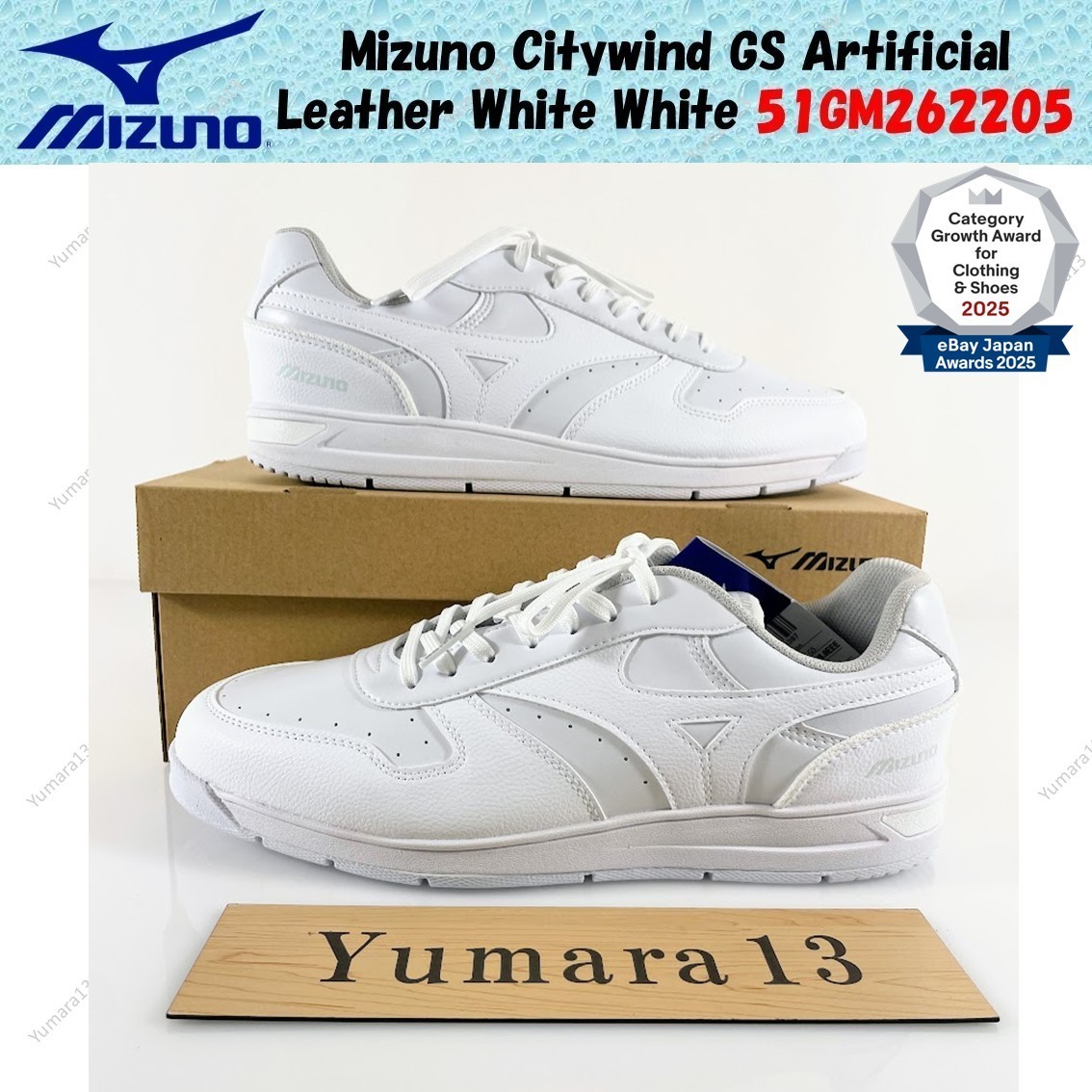 Mizuno Citywind GS Artificial Leather White White 51GM262205 Men's Size