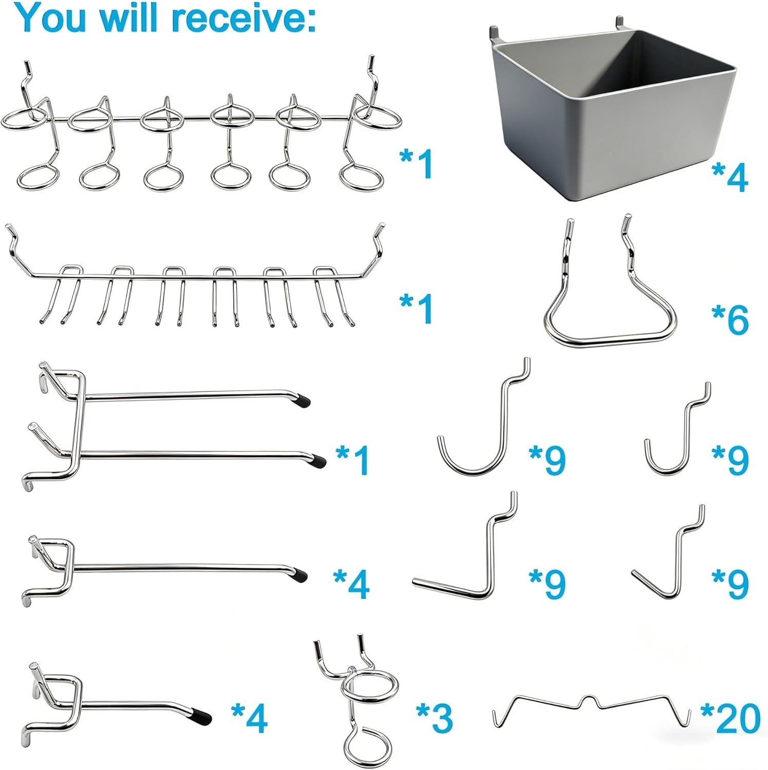 Versatile 80-Piece Pegboard Hooks with Bins for Efficient Workspace Organization
