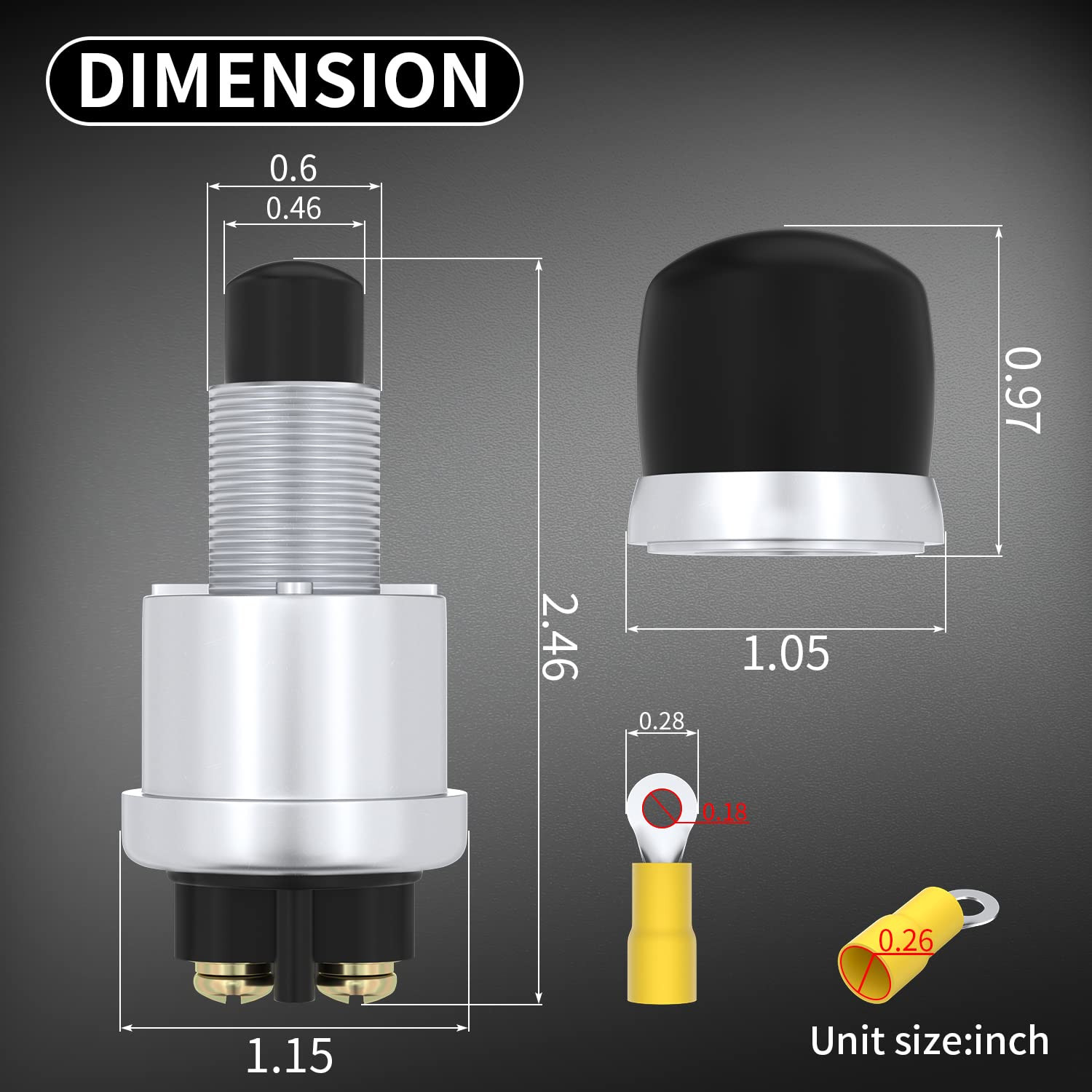 Push Button Starter Switch 12V / 24V Waterproof Push Start Button 50A Heavy D...