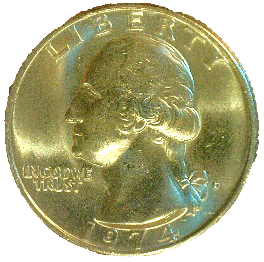 WORLD COIN SALE--1974 D UNITED STATES WASHINGTON BUSINESS QUARTER KM#164a