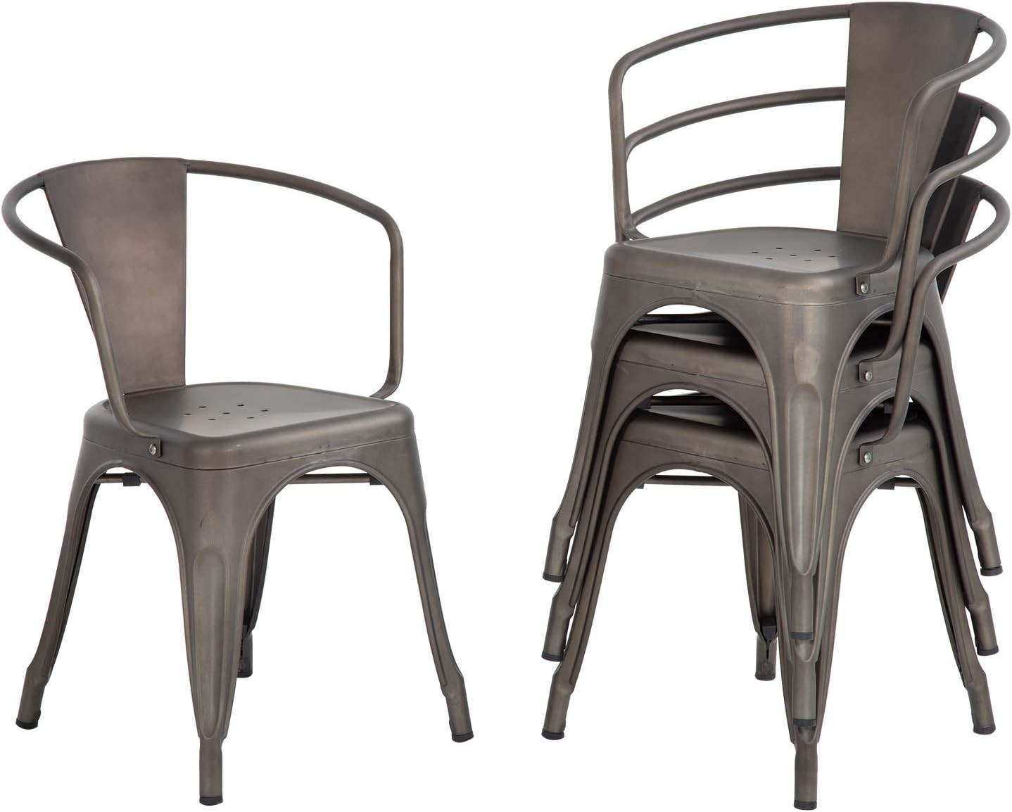 Metal Dining Chairs Set of 4 Patio Chiar Indoor Outdoor Kitchen Chairs 18 Inch S