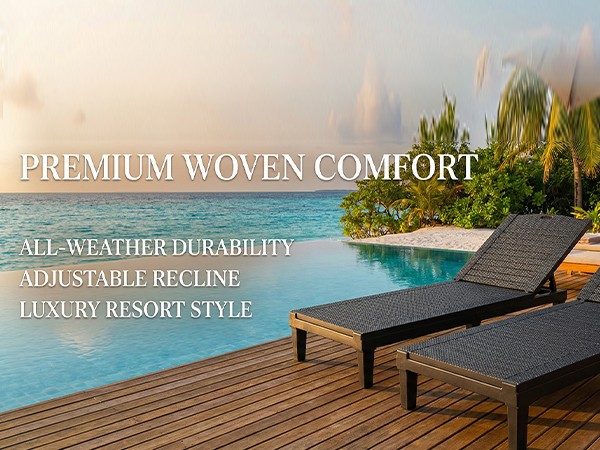 2PCS Lounge Chair Outdoor 5 Position Adjustable Pool Chaise Chair Patio Beach
