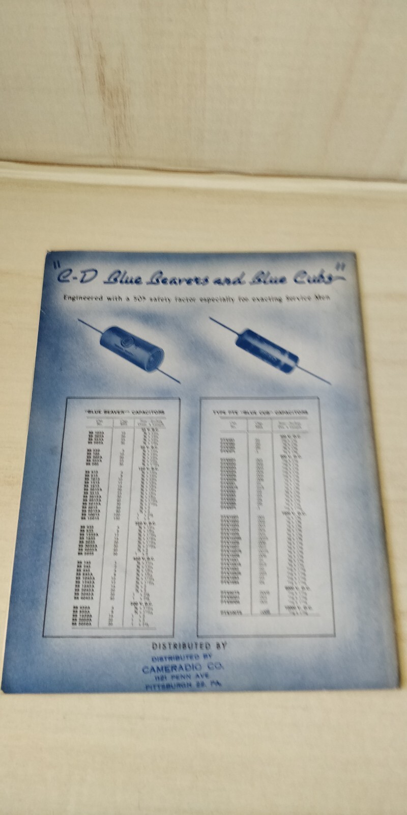 Vintage 1950s Cornell Dubier TV Capacitor Replacement Guide