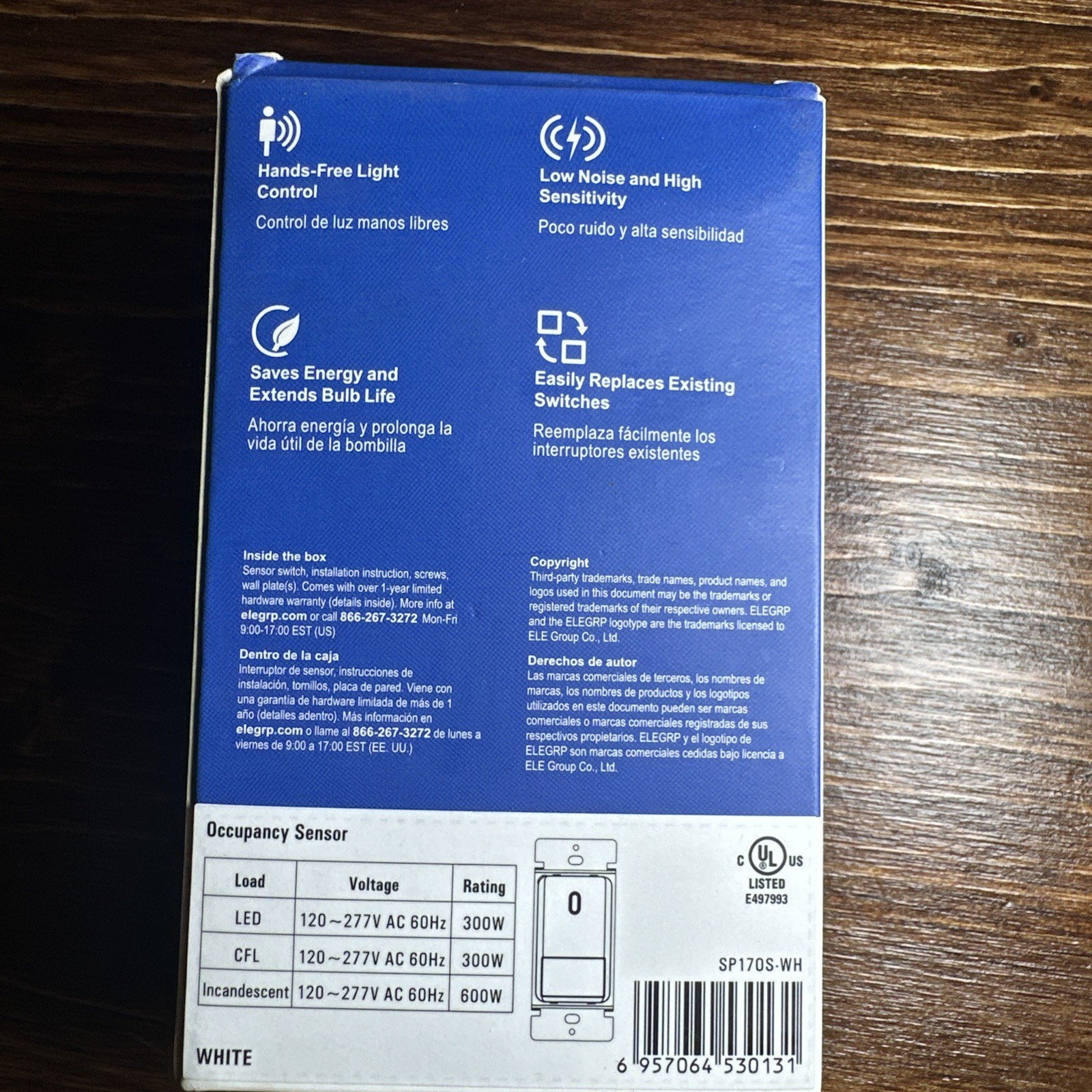 ELEGRP Occupancy Sensor Light Wall Switch Open Box no plate motion detection