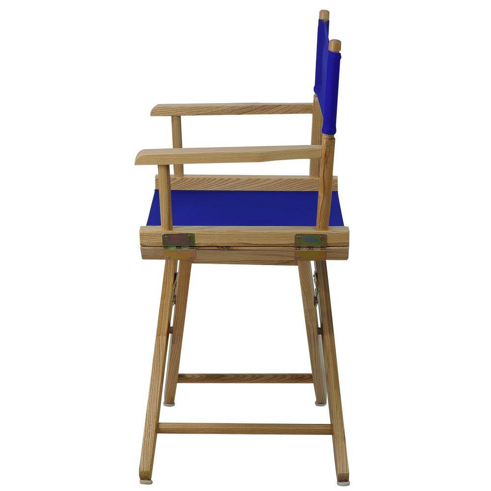 18 In. Seat Height Extra-Wide Natural Frame/Royal Blue Canvas New, Solid Wood Fo
