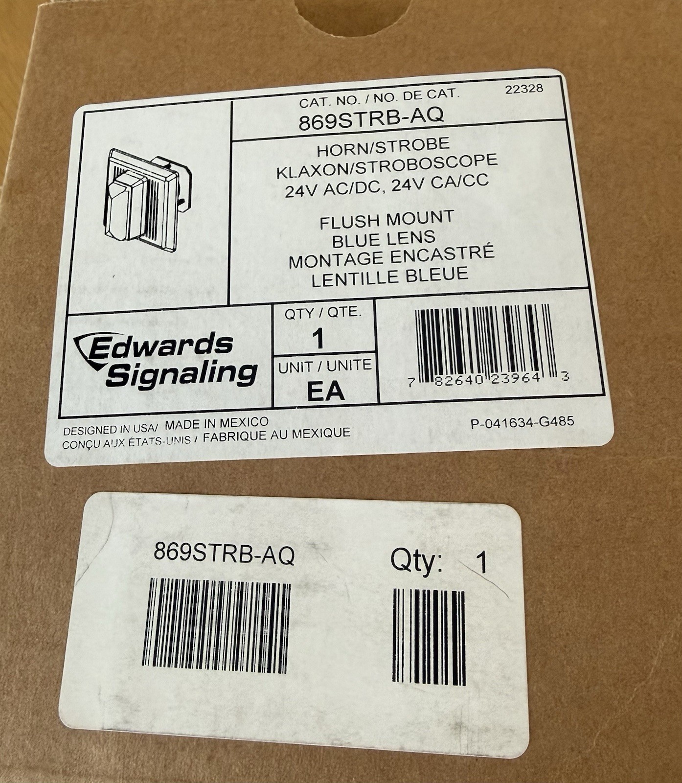 Edwards Signaling 869STRB-AQ Flush Mount Horn Strobe with Blue Lens