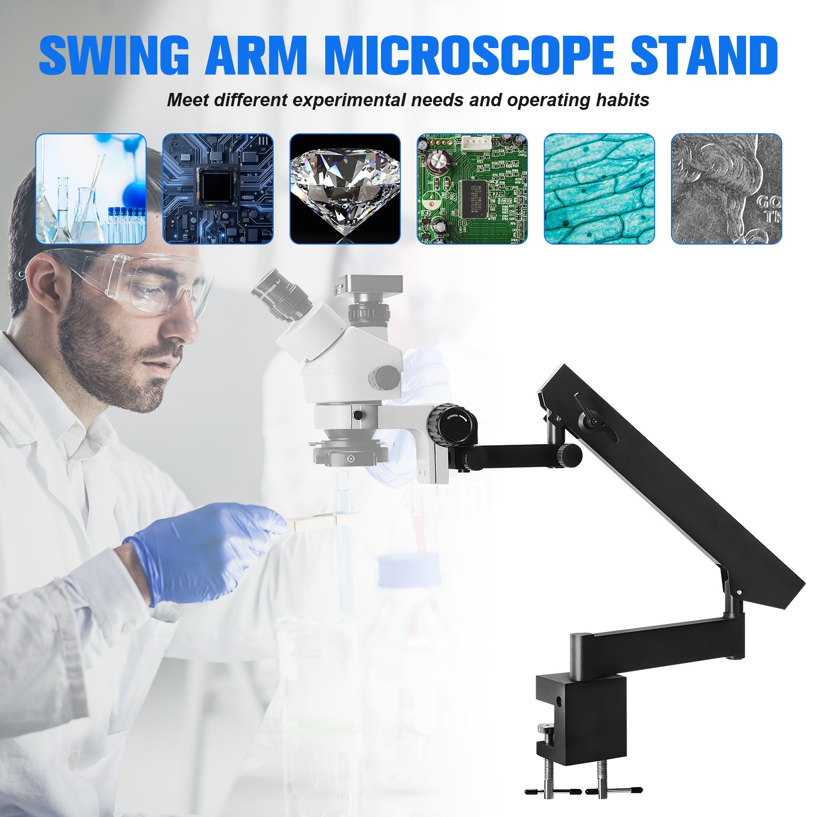 Articulating Holder Stand with Table Clip Swing Arm Stand for Digital Microscope