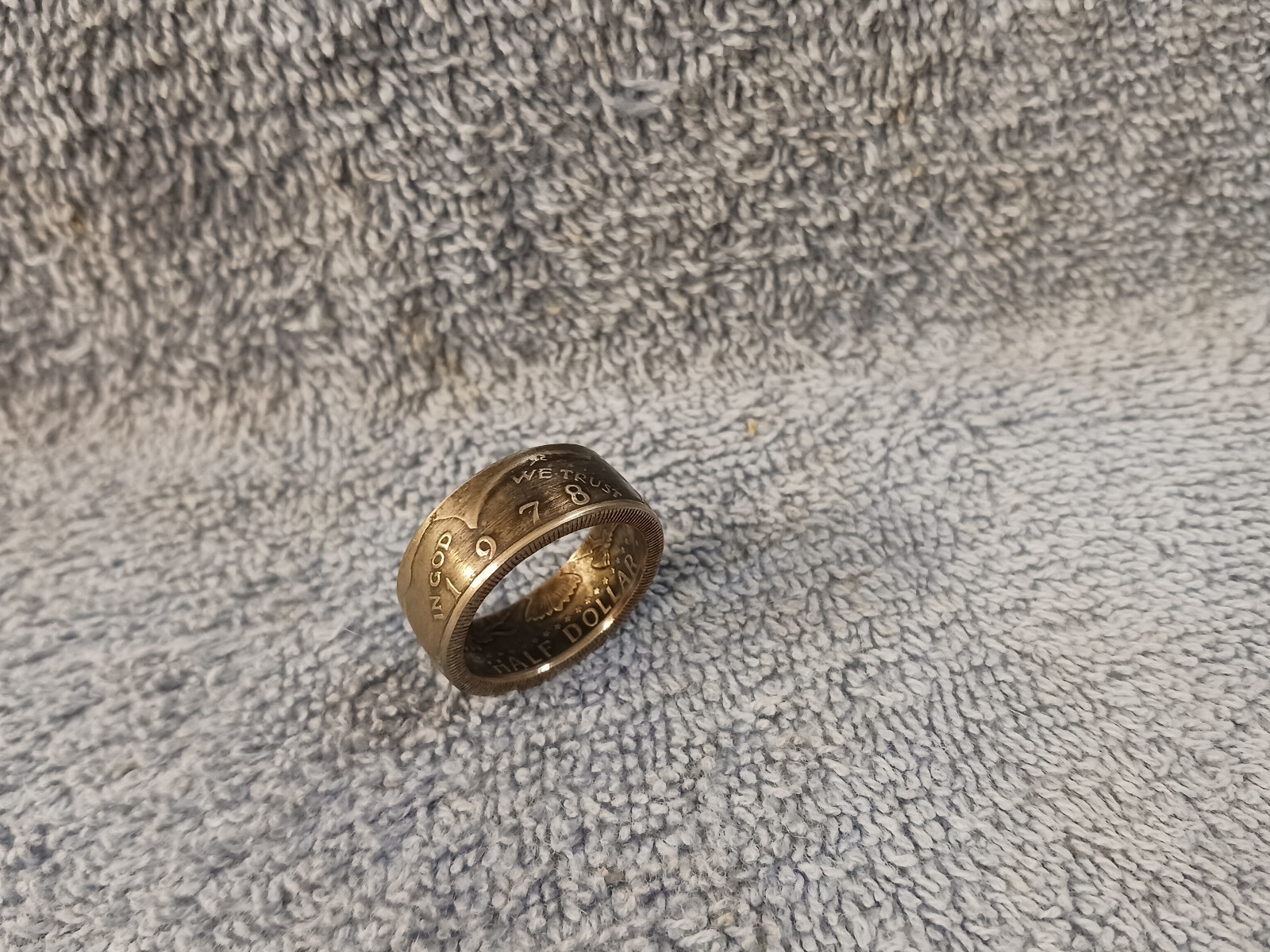 1978 Kennedy Half Dollars  size 11  coin ring  handmade mixed metals (A)