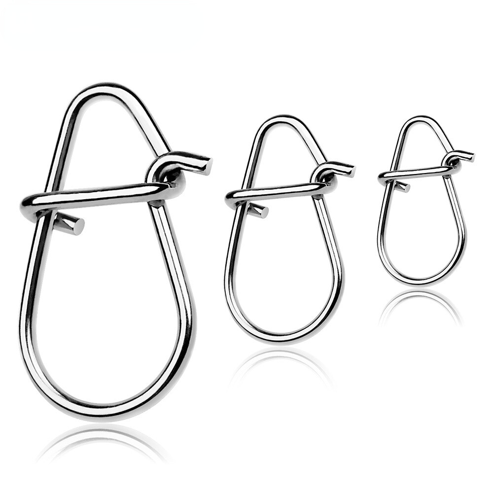 100pcs Fishing Connector Stainless Steel Fast Clip Lock Snap Swivel Safety Snaps