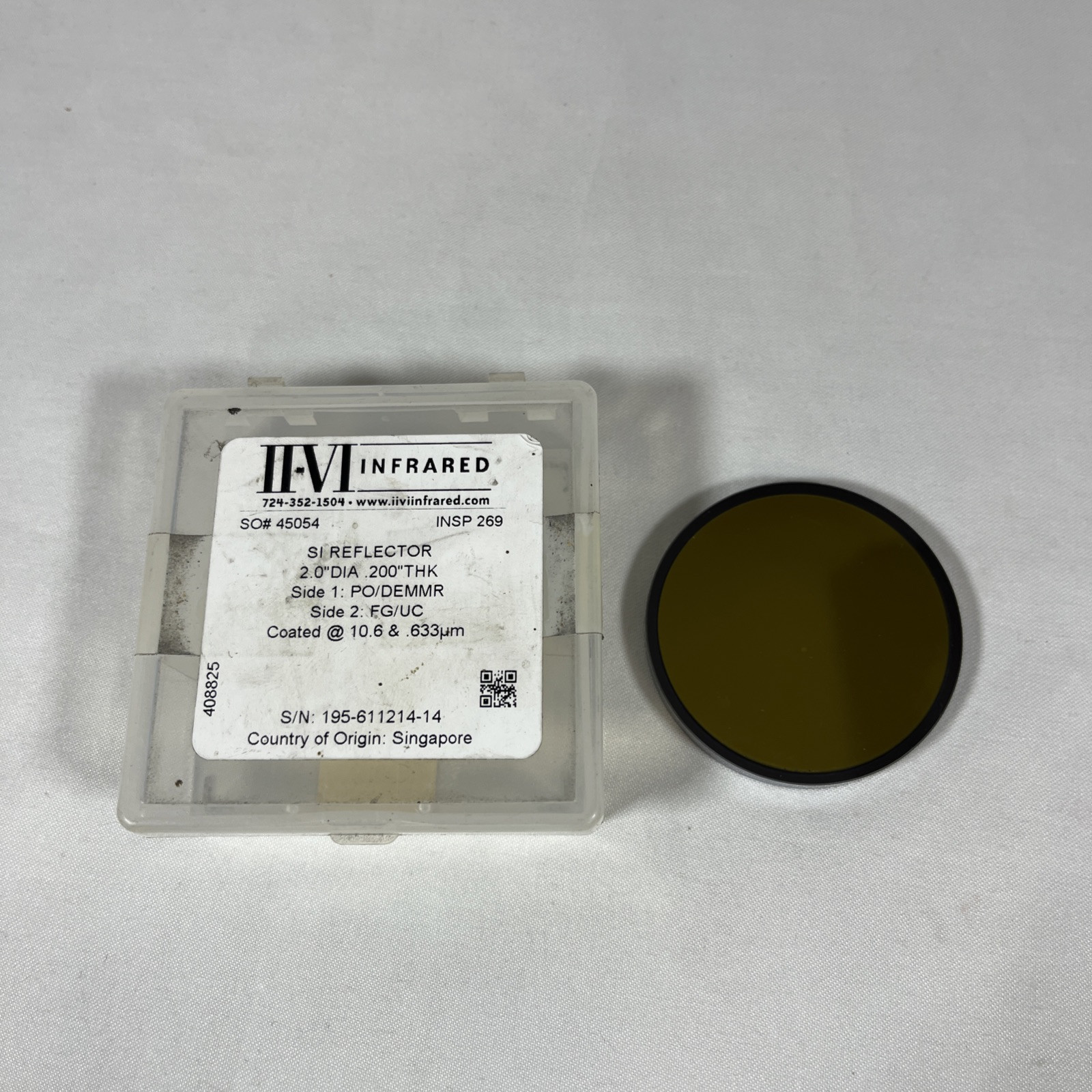 IIVI Infrared SI Reflector 2.0"Dia .200"Thk PO/DEMMR FG/UC Coated@ 10.6 & .633um
