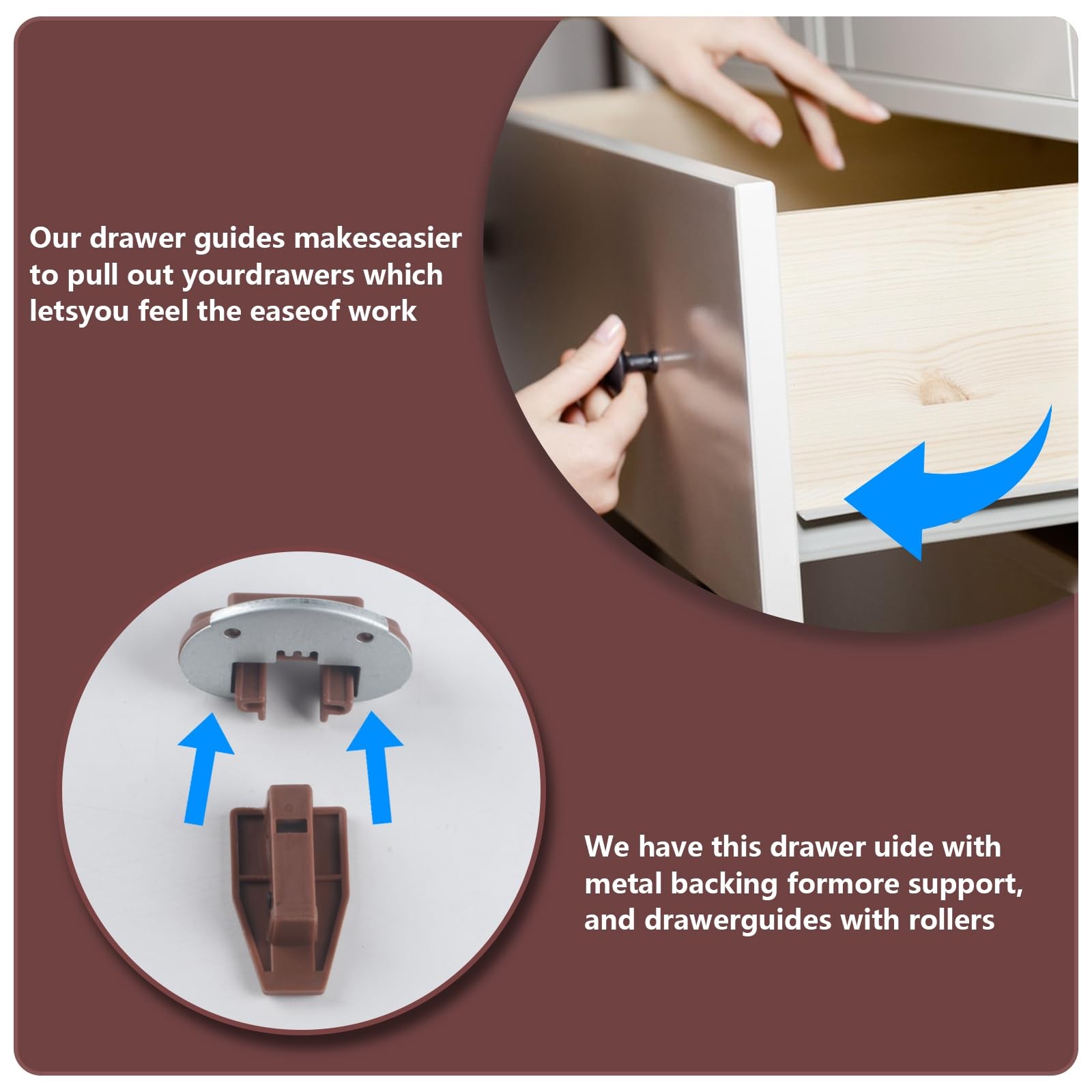 Dresser Drawer Slides Replacement Kit for Kenlin Rite-Trak II Model Brown