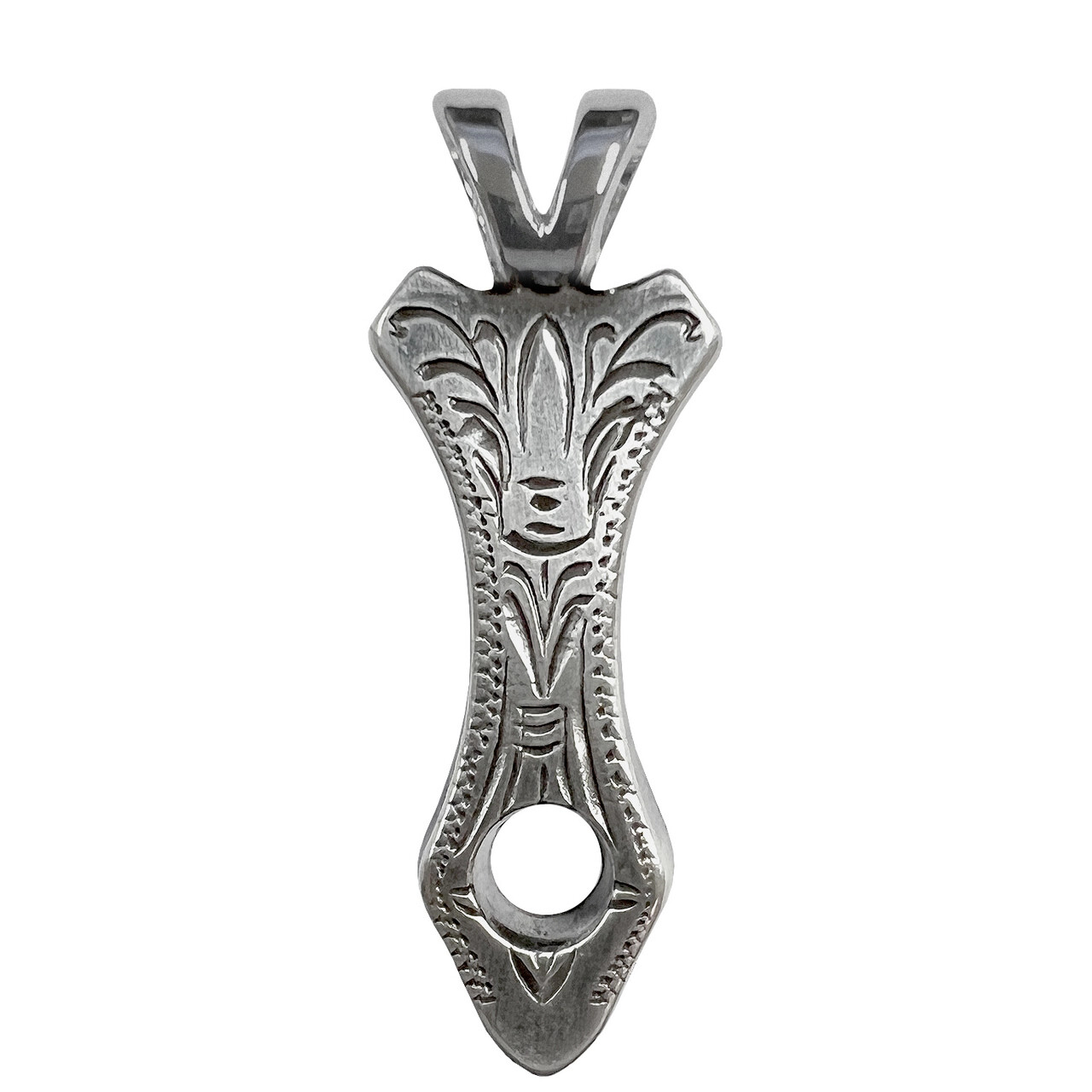 Western Bright Silver Concho Split Pendant Adapter