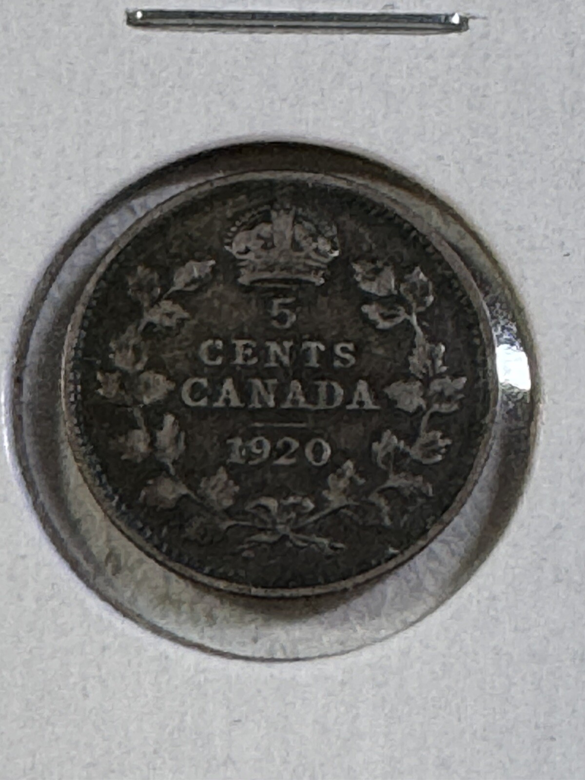 1920 Canada 5 Cents Small Silver Coin