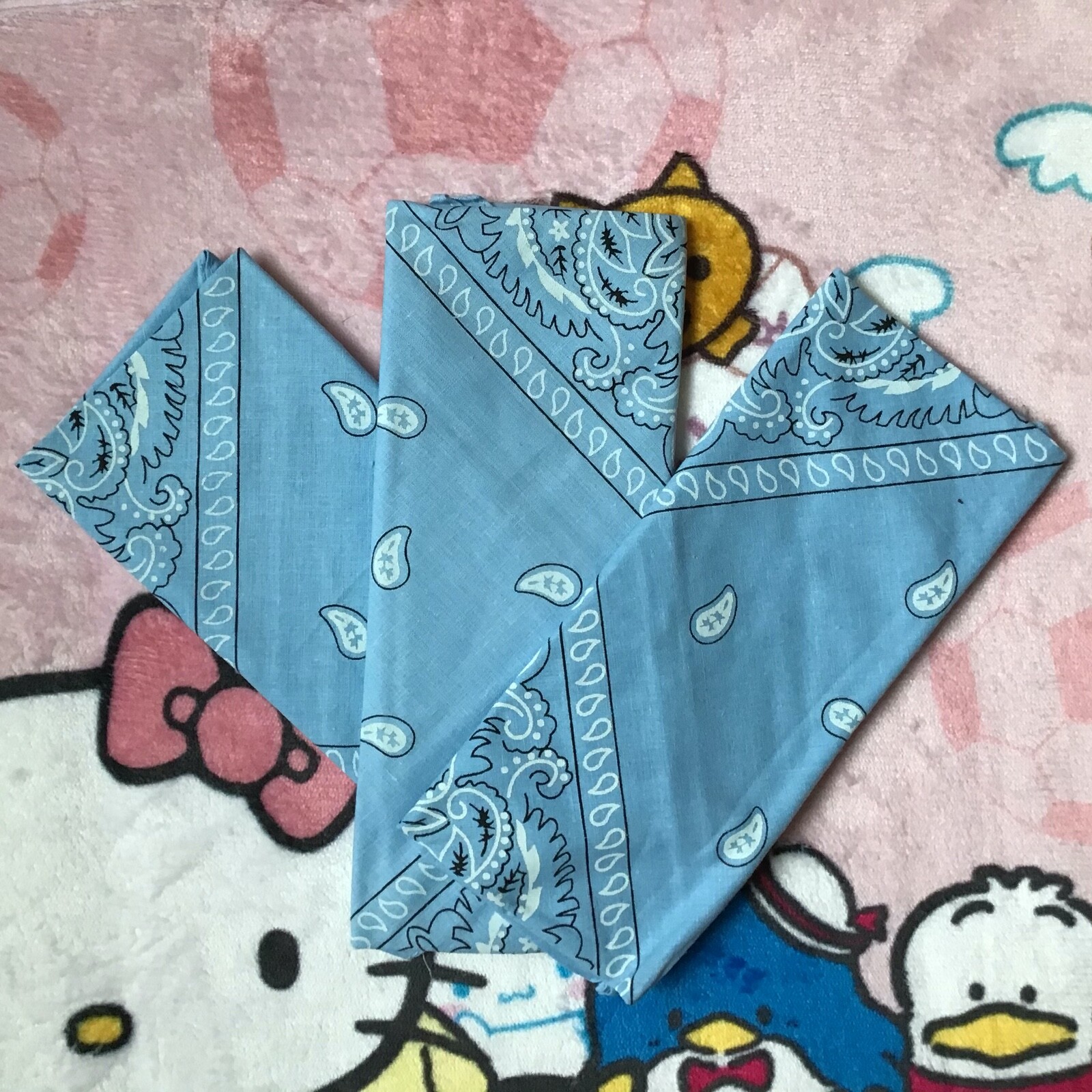 3 NEW Unisex Paisley Bandana Head Wrap Scarf Neck Headband 100% Cotton USA Blue
