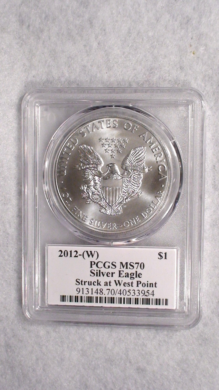 2012 W PCGS MS70 SILVER EAGLE DOLLAR PERFECT "WEST POINT" $1 COIN!