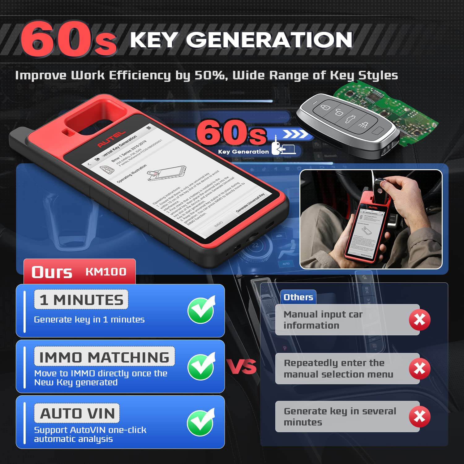 2025 Autel MaxiIM KM100 Key FOB PROGRAMMING Key Generation IMMObilizer 60s
