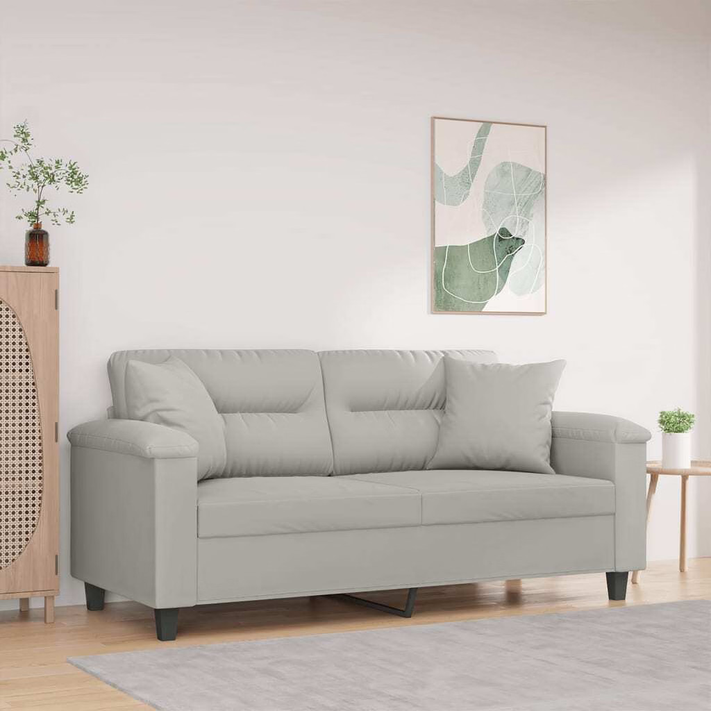 2-seater Sofa Light grey Microfiber, Metal, Textilene 2-seater