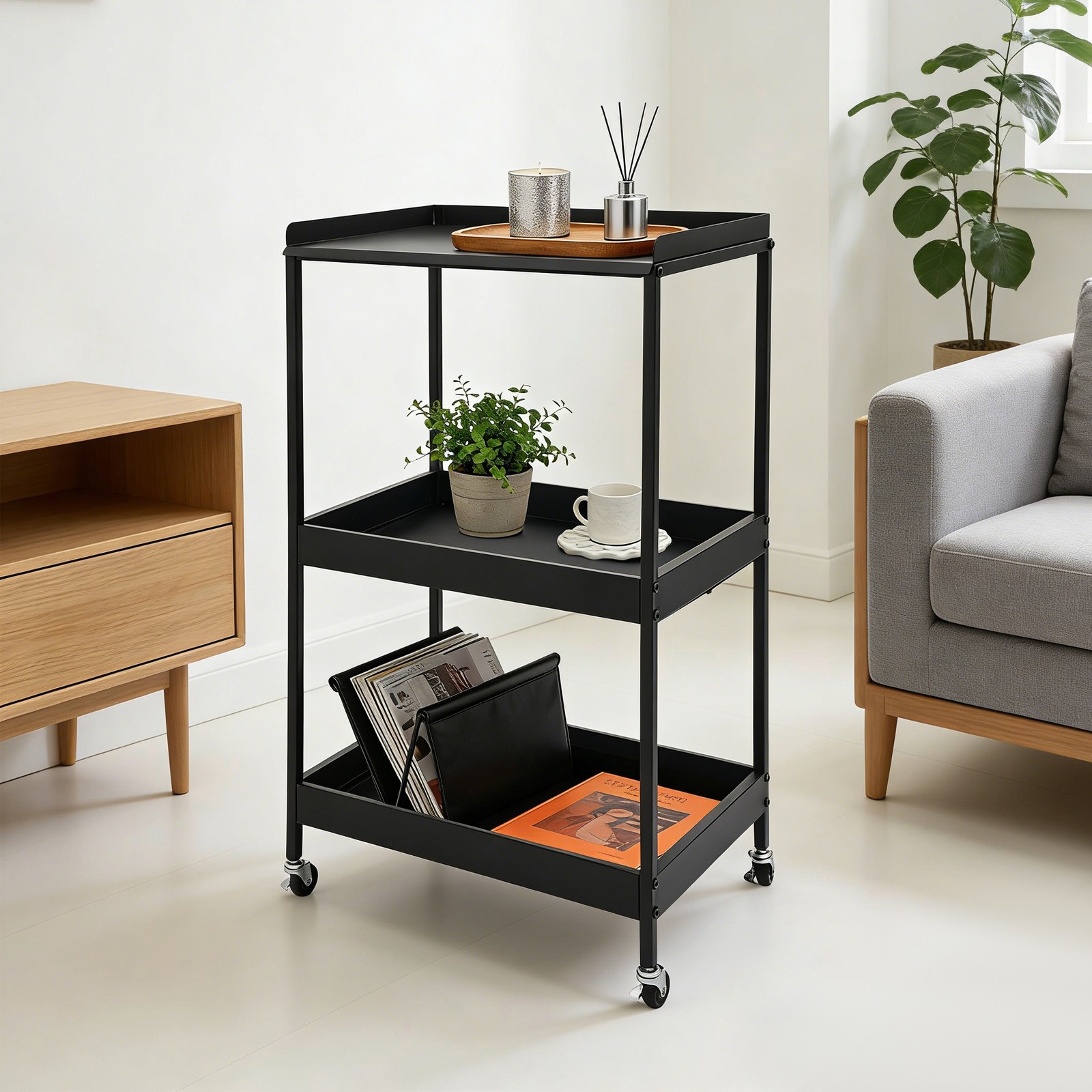 3 Tier Rolling Storage Cart Spa Beauty Tool Trolley Office Kitchen Mobile Cart