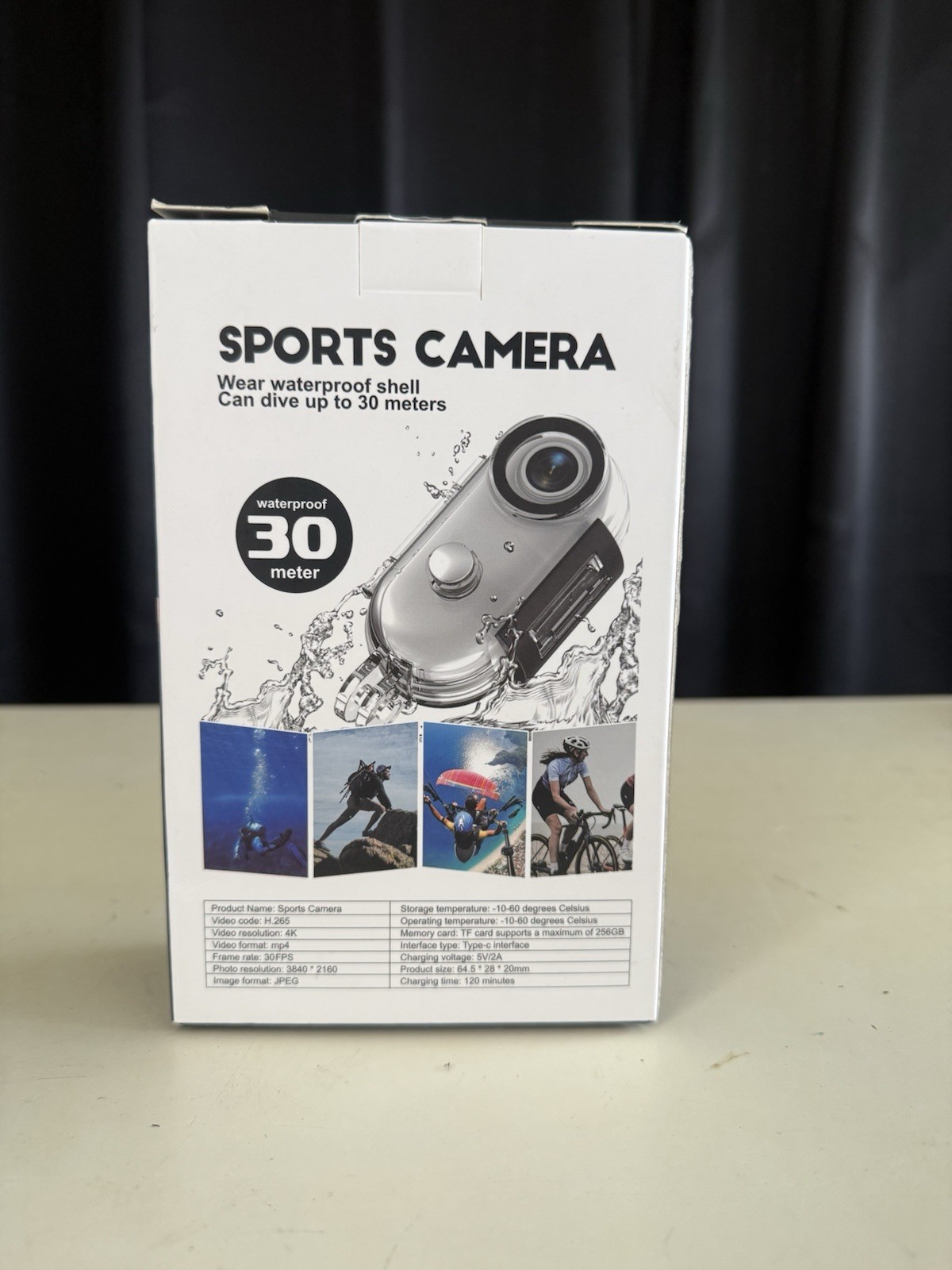 Thumb Sports Camera 4K WiFi H.265 Waterproof Action Camera Black USB Li-Ion
