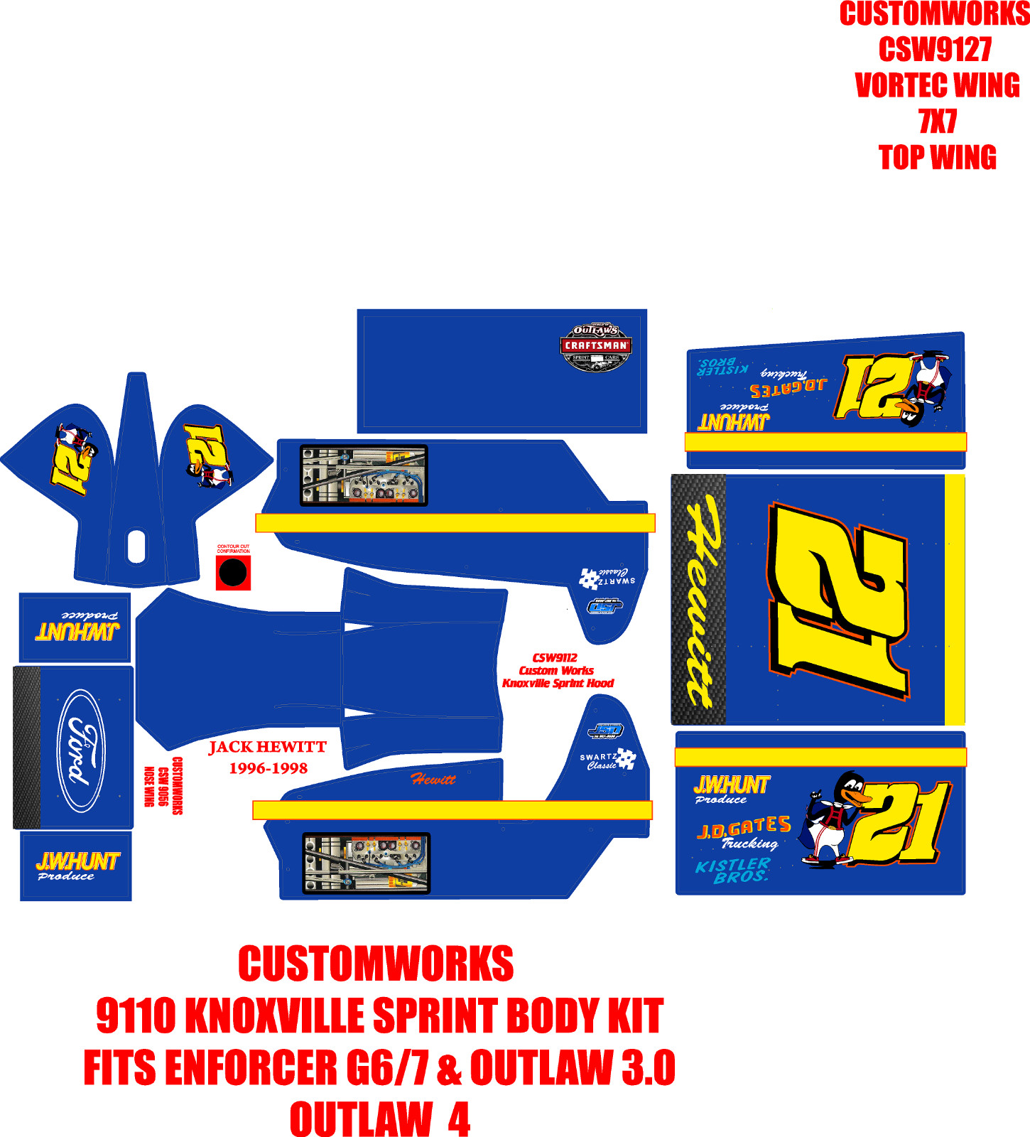 CUSTOMWORKS KNOXVILLE  SPRINT CAR 9110  JACK HEWITT  THEME WRAP KIT 1x10 scale