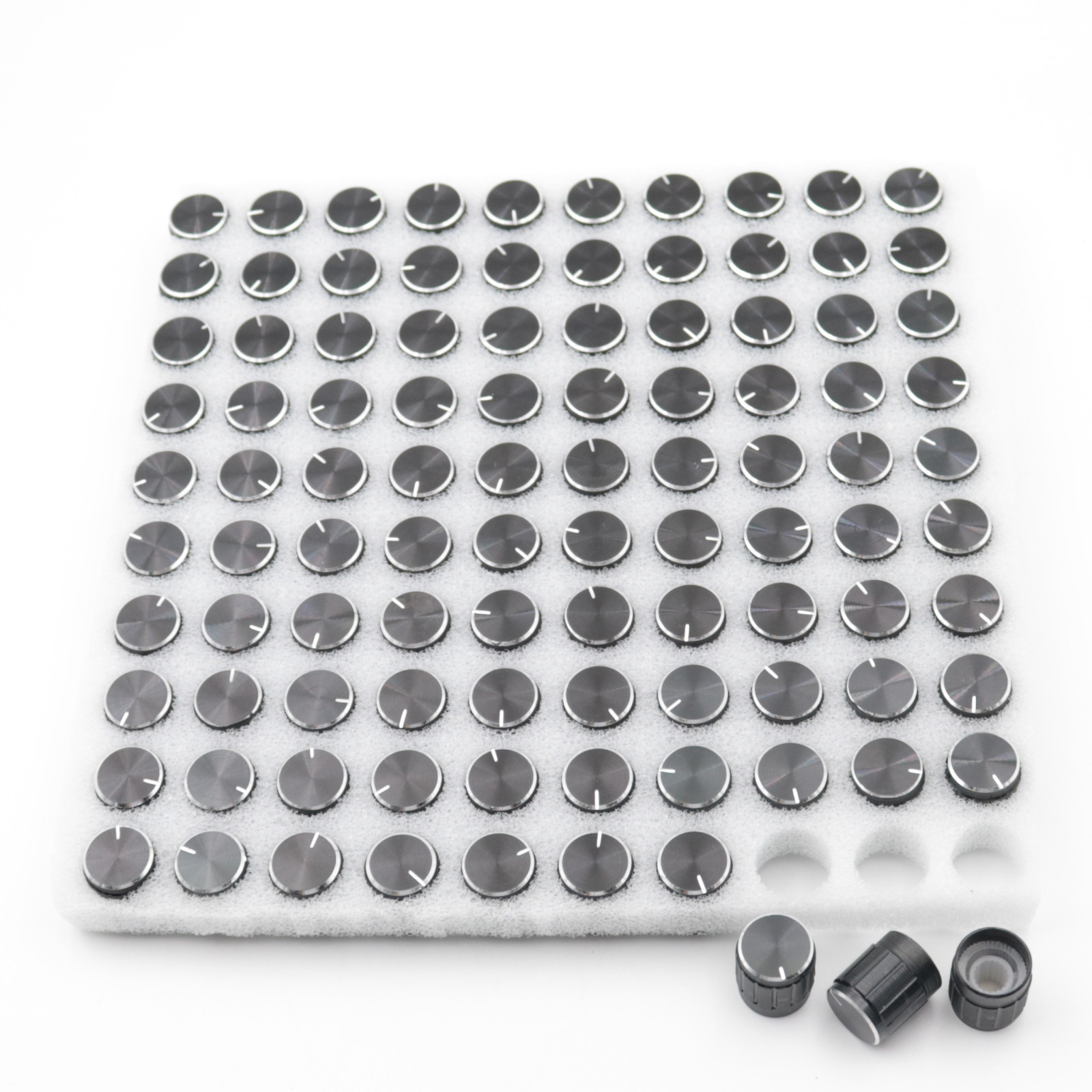 100Pcs Black 15x17mm Aluminum Alloy Potentiometer Control Volume Knobs