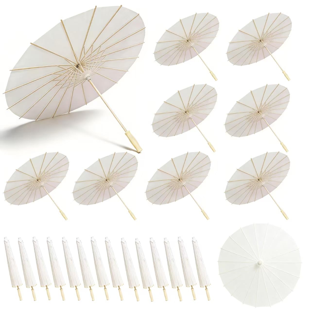 IuGlas 24 Pack White Paper Umbrellas 23.6 Inch inch, 24 23.6in