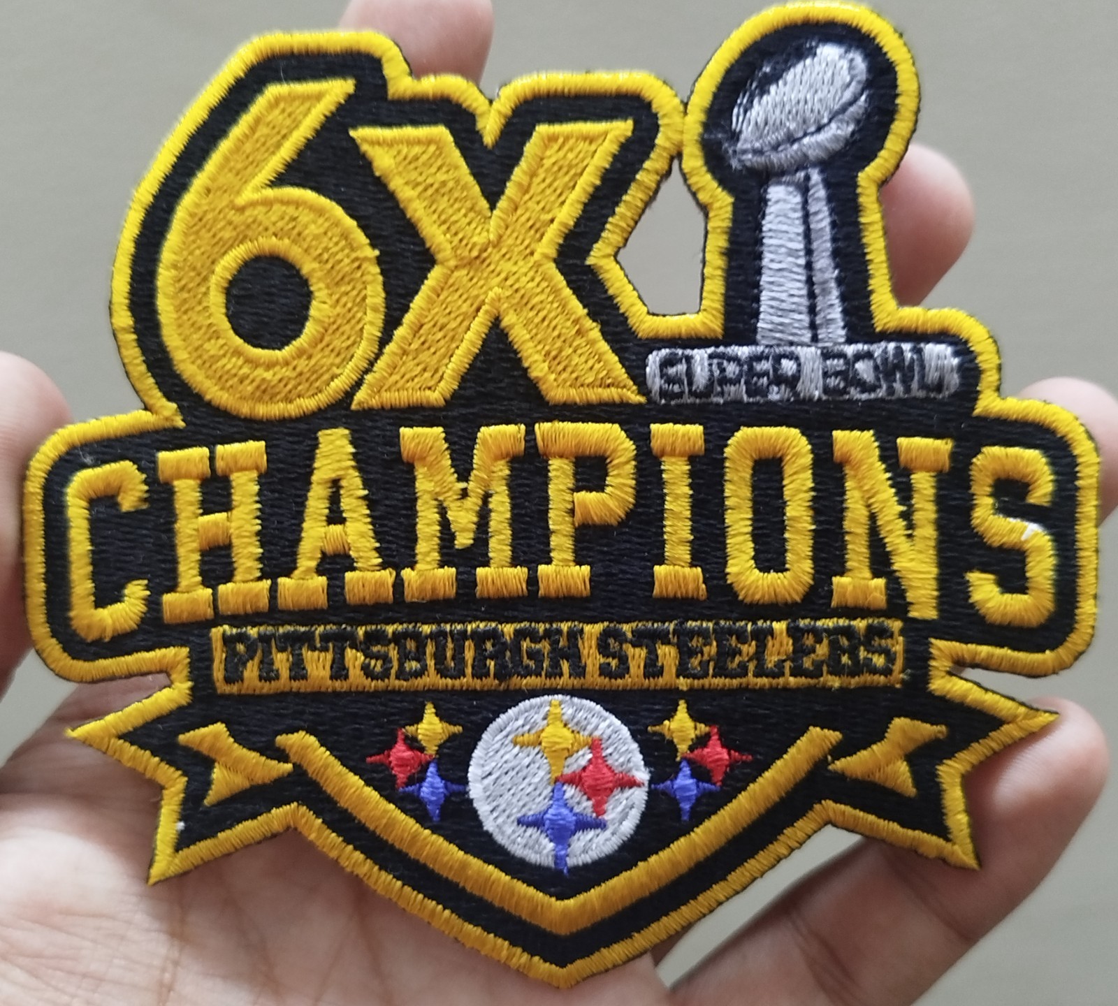 Pittsburgh Steelers 6x Super Bowl Champions Logo Iron On Patch-Sew Patch